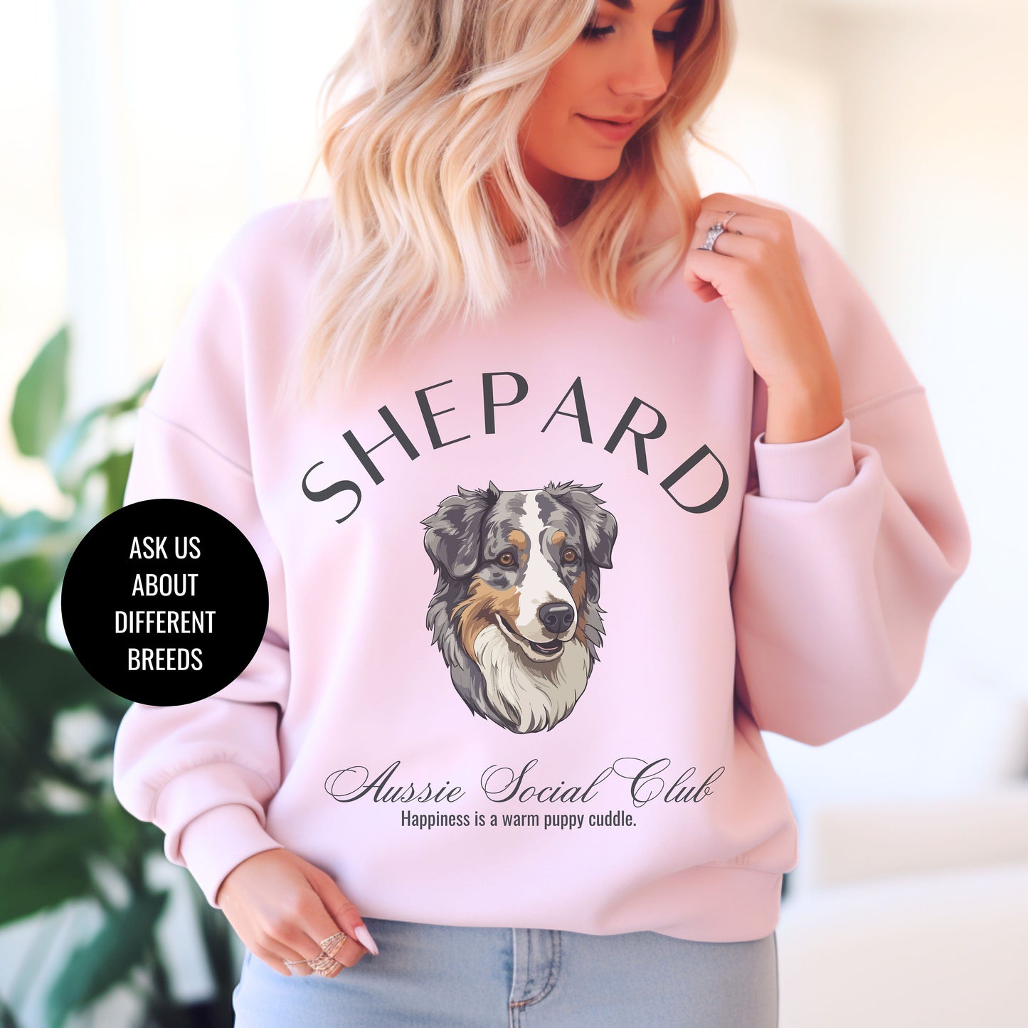 Australian Shepard Sweatshirt | Dog Grandma Gift | Dog Breeds | Heard Dog Shirt for her | Social Club | Trendy Puppy Mom Gift | Fun Dog Tee