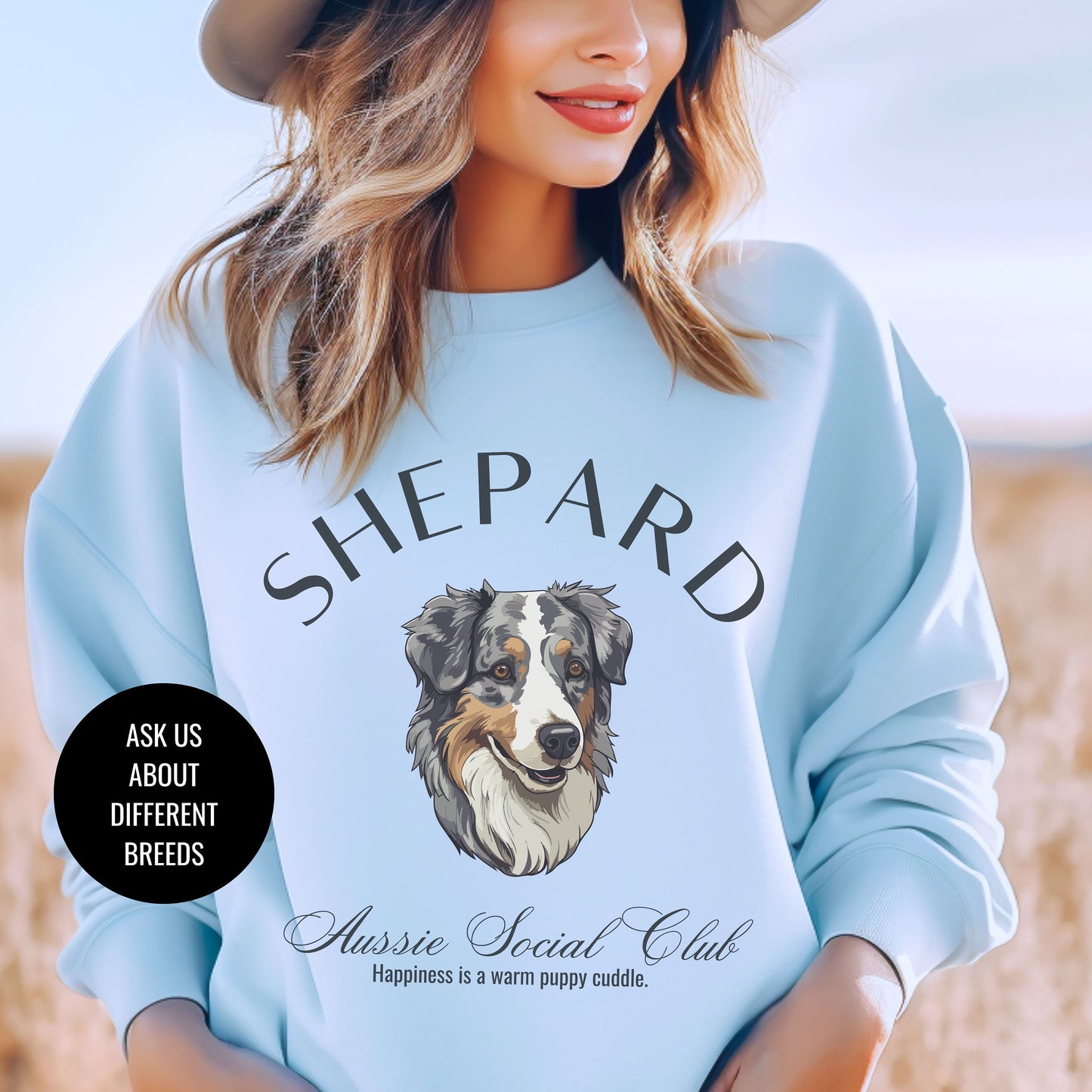 Australian Shepard Sweatshirt | Dog Grandma Gift | Dog Breeds | Heard Dog Shirt for her | Social Club | Trendy Puppy Mom Gift | Fun Dog Tee