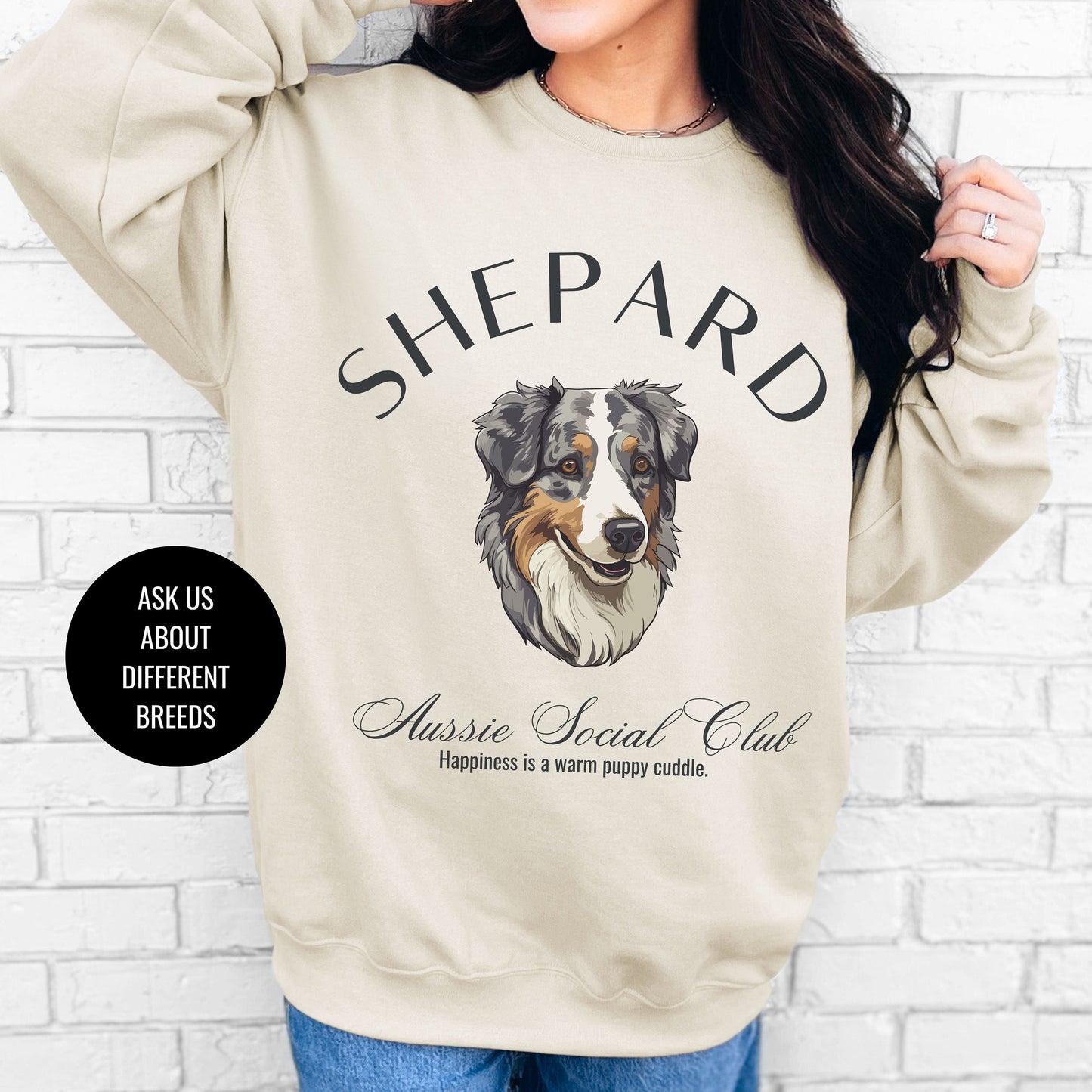 Australian Shepard Sweatshirt | Dog Grandma Gift | Dog Breeds | Heard Dog Shirt for her | Social Club | Trendy Puppy Mom Gift | Fun Dog Tee