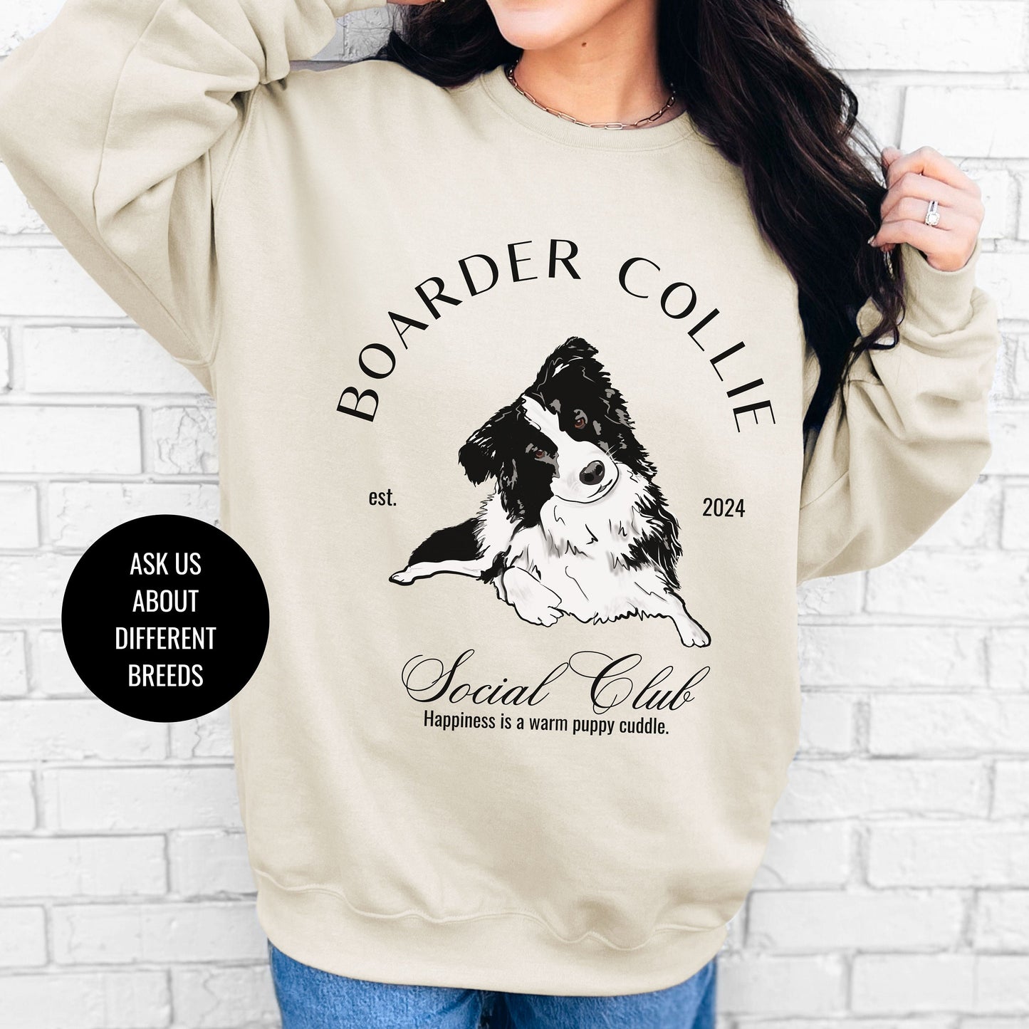 Boarder Collie Sweatshirt | Dog Grandma Gift | Dog Breeds | Hearding Dog Shirt for her | Social Club | Trendy Puppy Mom Gift | Fun Dog Tee