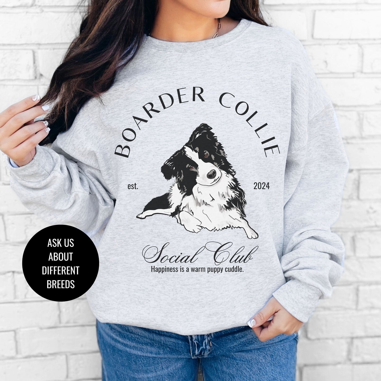 Boarder Collie Sweatshirt | Dog Grandma Gift | Dog Breeds | Hearding Dog Shirt for her | Social Club | Trendy Puppy Mom Gift | Fun Dog Tee