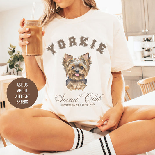 Yorkie Shirt | Dog Mama T-shirt | Yorkshire Grandma Gift | Birthday Gift for her | Social Club Shirt | Small Dog Breed | Fun Dog T-Shirt