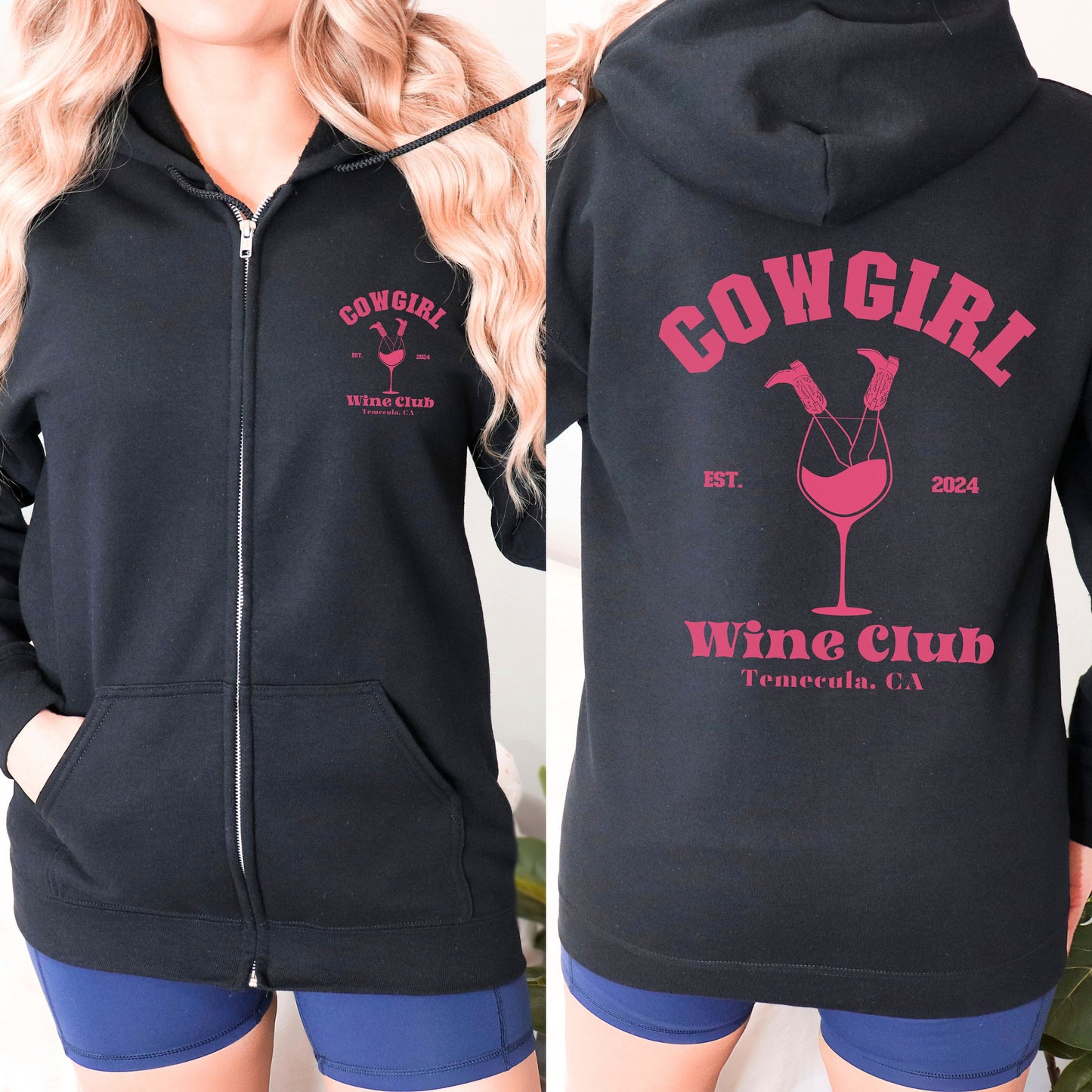 Cocktail Social Club Zipper Hoodie, Coquette Western Shirt, Custom Western Sweatshirt, Wine Country, Western Gift Zip up, Girly Aesthetic