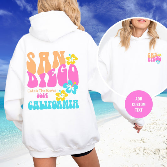 San Diego hoodie, Surfer sweatshirt, Trendy Beach sweatshirt, Retro California sweatshirt, Family Cruise Shirt, Personalized Beach hoodie