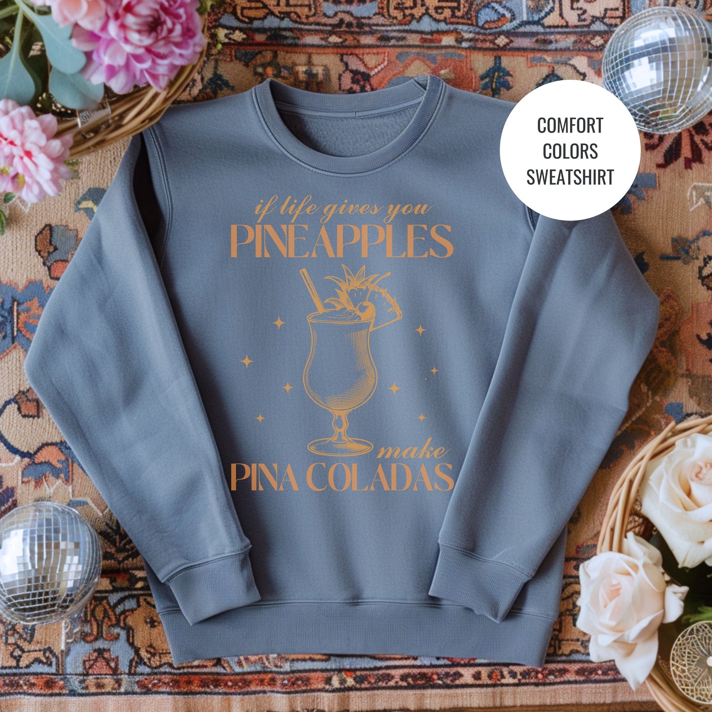 Pineapple Margs Lovers Gift, Pina Coladas Cocktail Sweatshirt, Champagne Cocktail Social Club Shirt, On Cloud 9 Crewneck, Aesthetic Crewneck