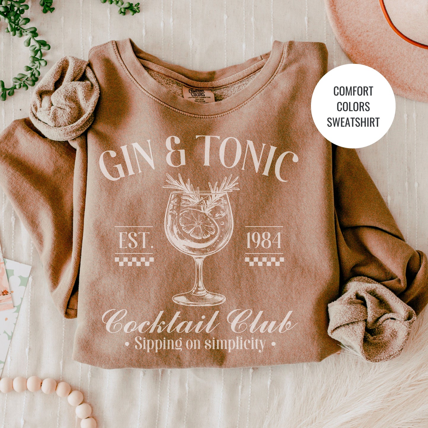 Gin and Tonic Lovers Gift, French 75 Cocktail Sweatshirt, Champagne Cocktail Social Club Shirt, On Cloud 9 Crewneck, Aesthetic Crewneck