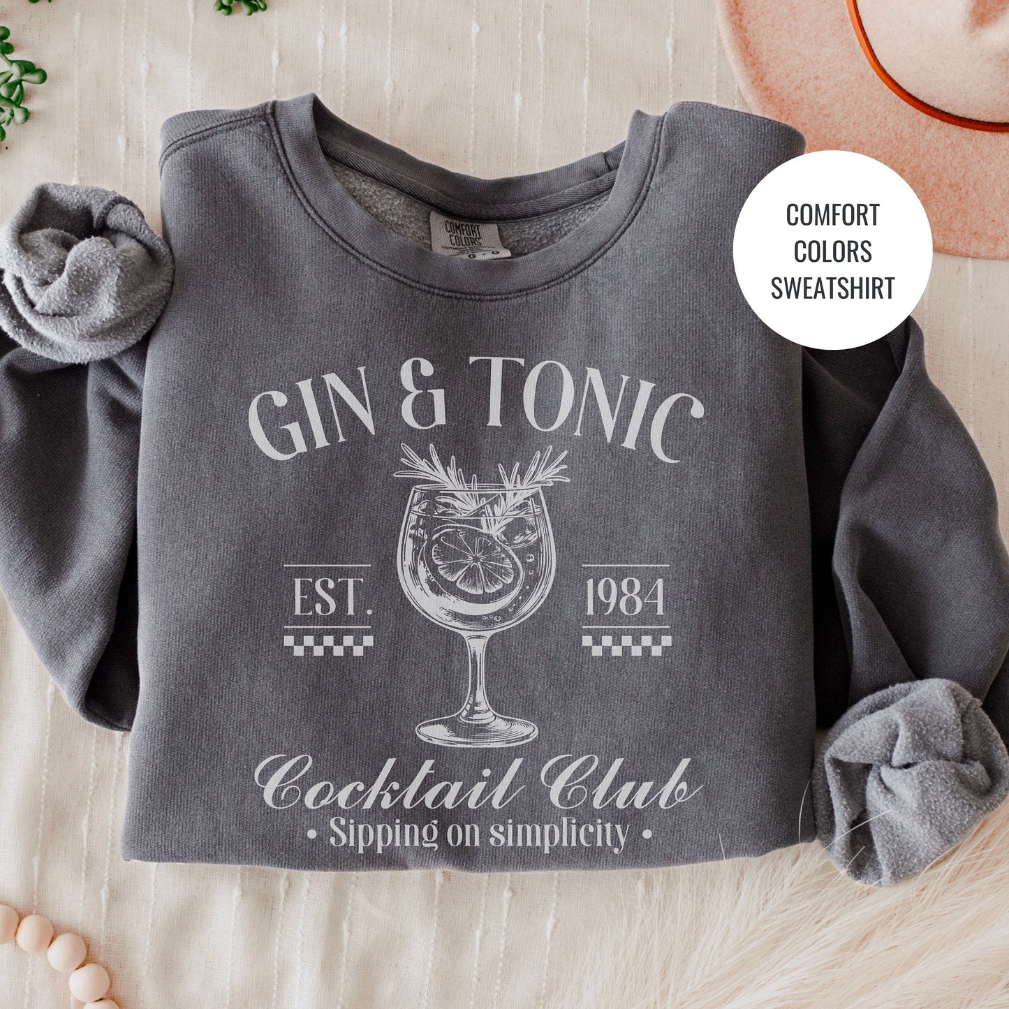 Gin and Tonic Lovers Gift, French 75 Cocktail Sweatshirt, Champagne Cocktail Social Club Shirt, On Cloud 9 Crewneck, Aesthetic Crewneck