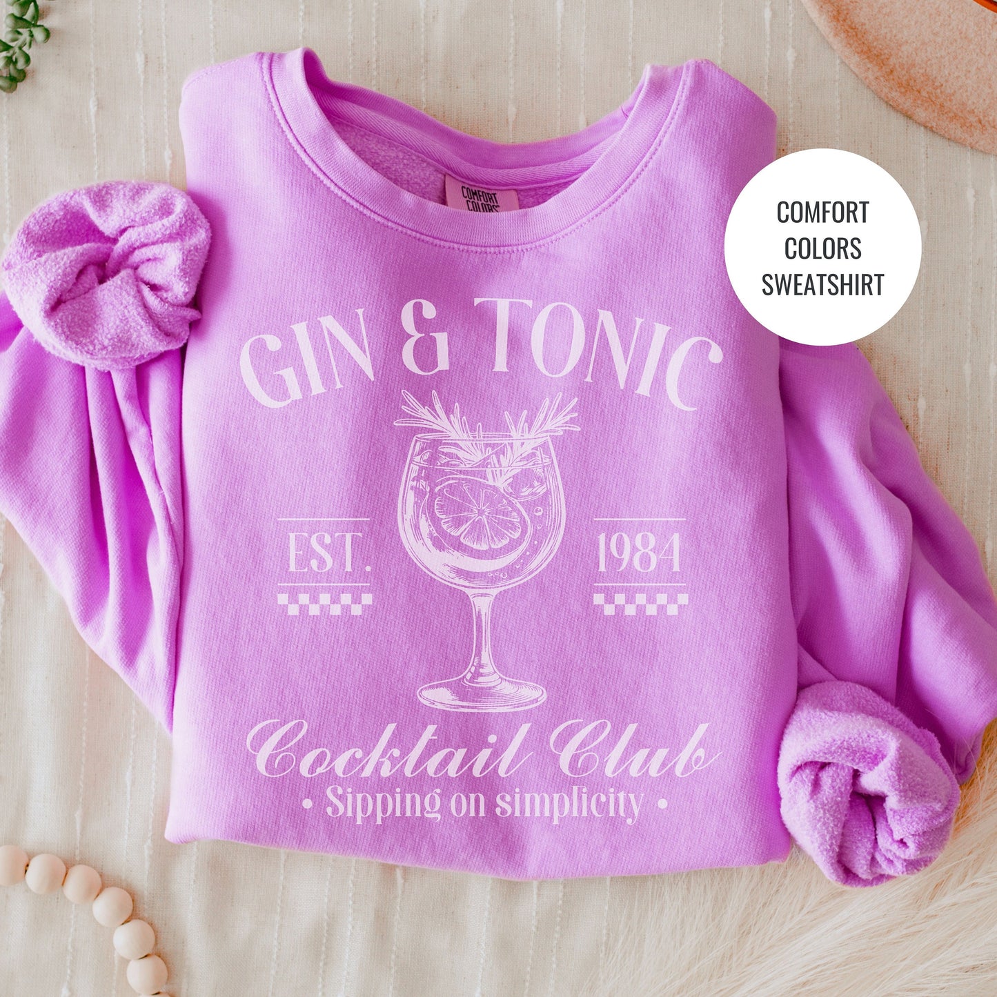 Gin and Tonic Lovers Gift, French 75 Cocktail Sweatshirt, Champagne Cocktail Social Club Shirt, On Cloud 9 Crewneck, Aesthetic Crewneck