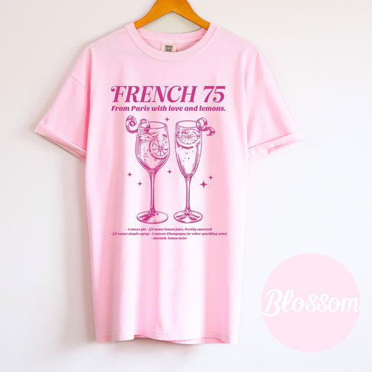 French 73 shirt, Summer Tees, Bachelorette Party Cocktail Social Club Shirt, On Cloud 9 Shirt, Aesthetic Gifts, Champagne themed Bride Shirt