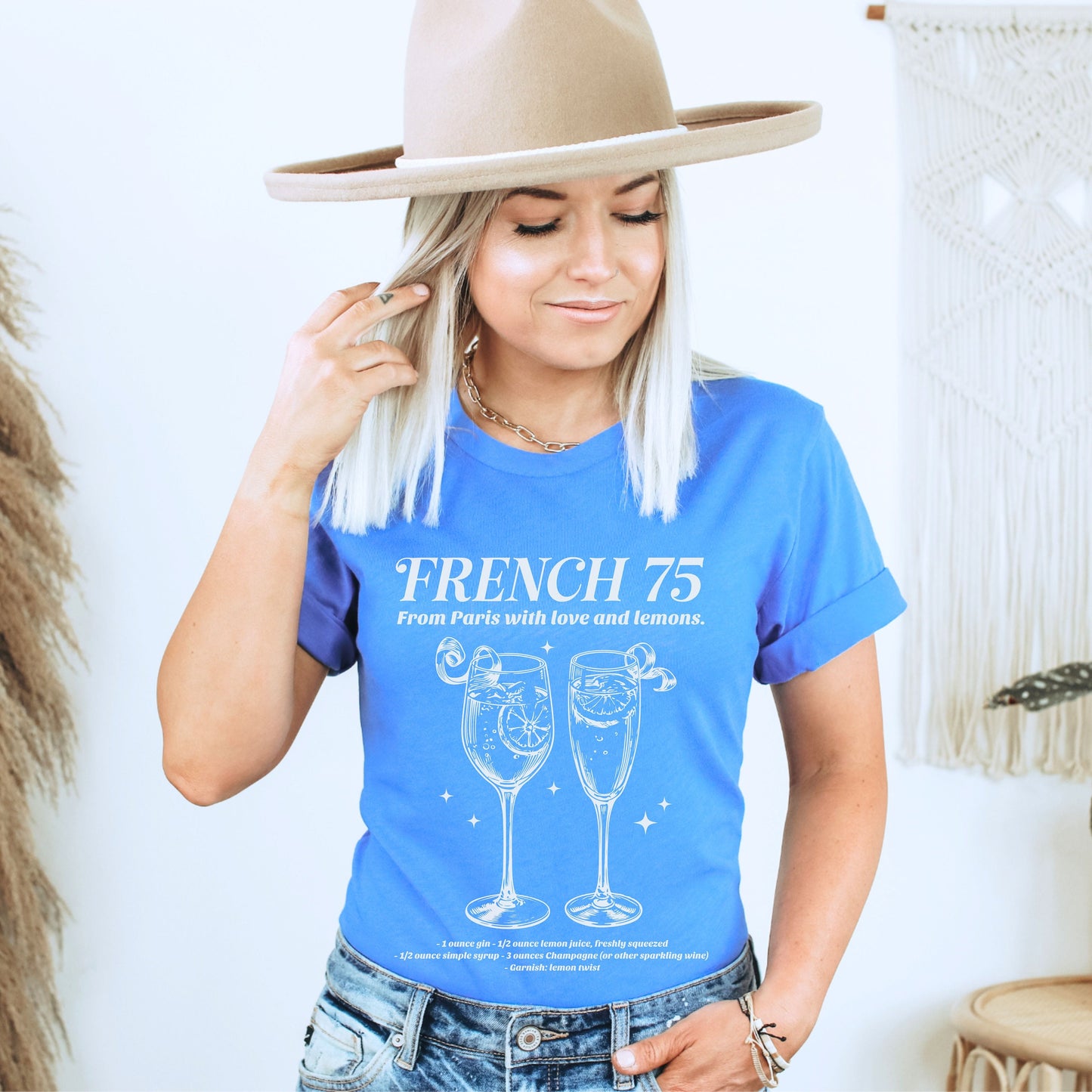 French 73 shirt, Summer Tees, Bachelorette Party Cocktail Social Club Shirt, On Cloud 9 Shirt, Aesthetic Gifts, Champagne themed Bride Shirt