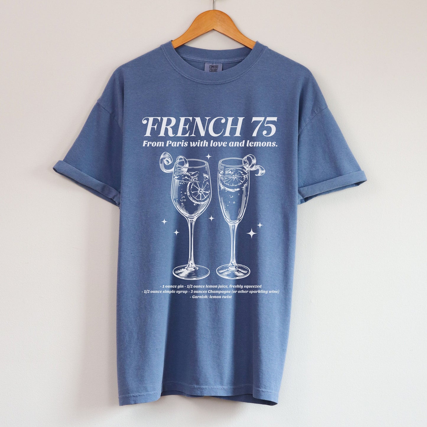 French 73 shirt, Summer Tees, Bachelorette Party Cocktail Social Club Shirt, On Cloud 9 Shirt, Aesthetic Gifts, Champagne themed Bride Shirt