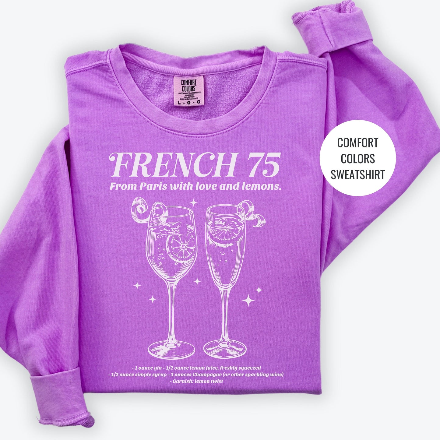 French 75 Cocktail Sweatshirt, Champagne Cocktail Social Club Shirt, Champs Cocktail Lovers Gift, On Cloud 9 Crewneck, Aesthetic Crewneck