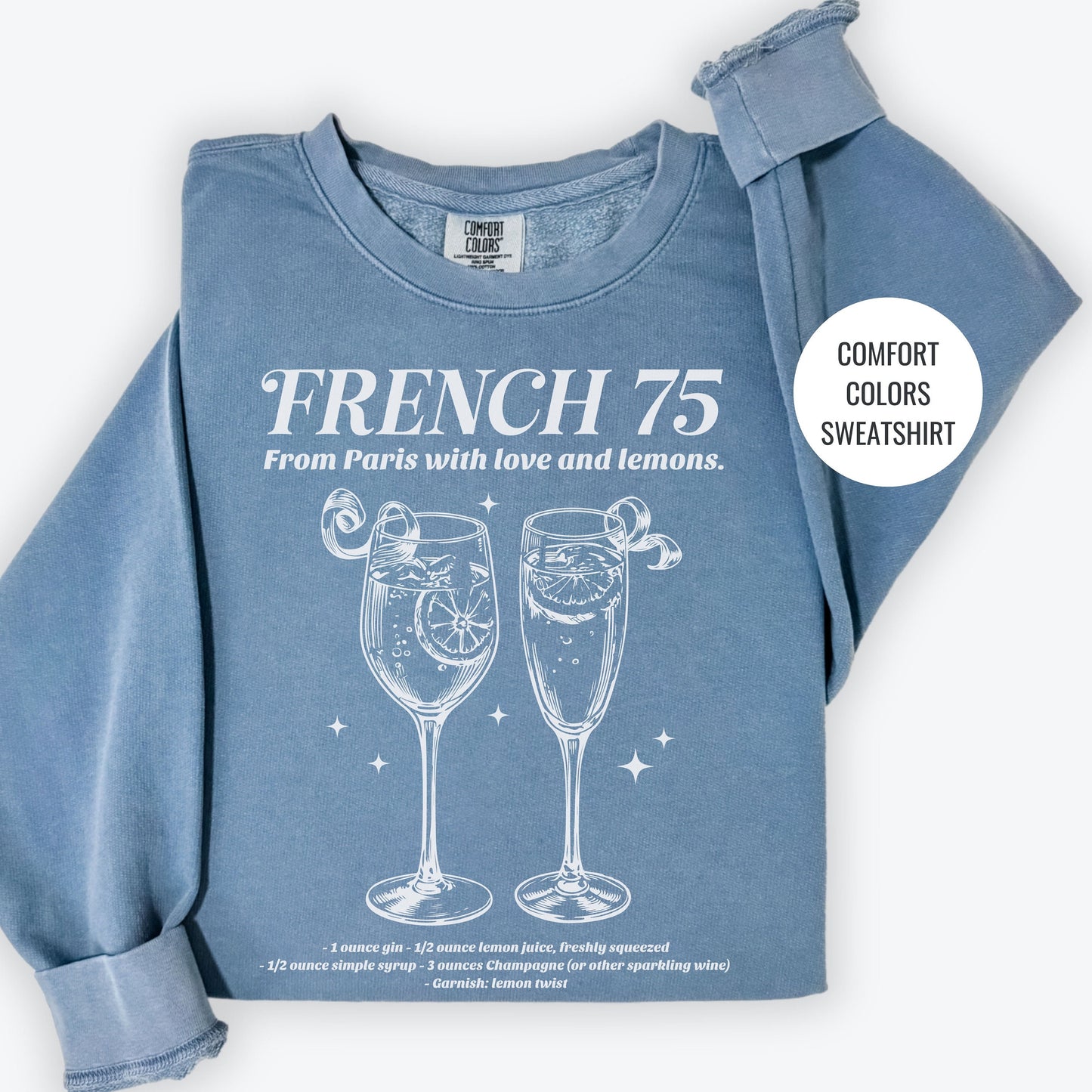 French 75 Cocktail Sweatshirt, Champagne Cocktail Social Club Shirt, Champs Cocktail Lovers Gift, On Cloud 9 Crewneck, Aesthetic Crewneck