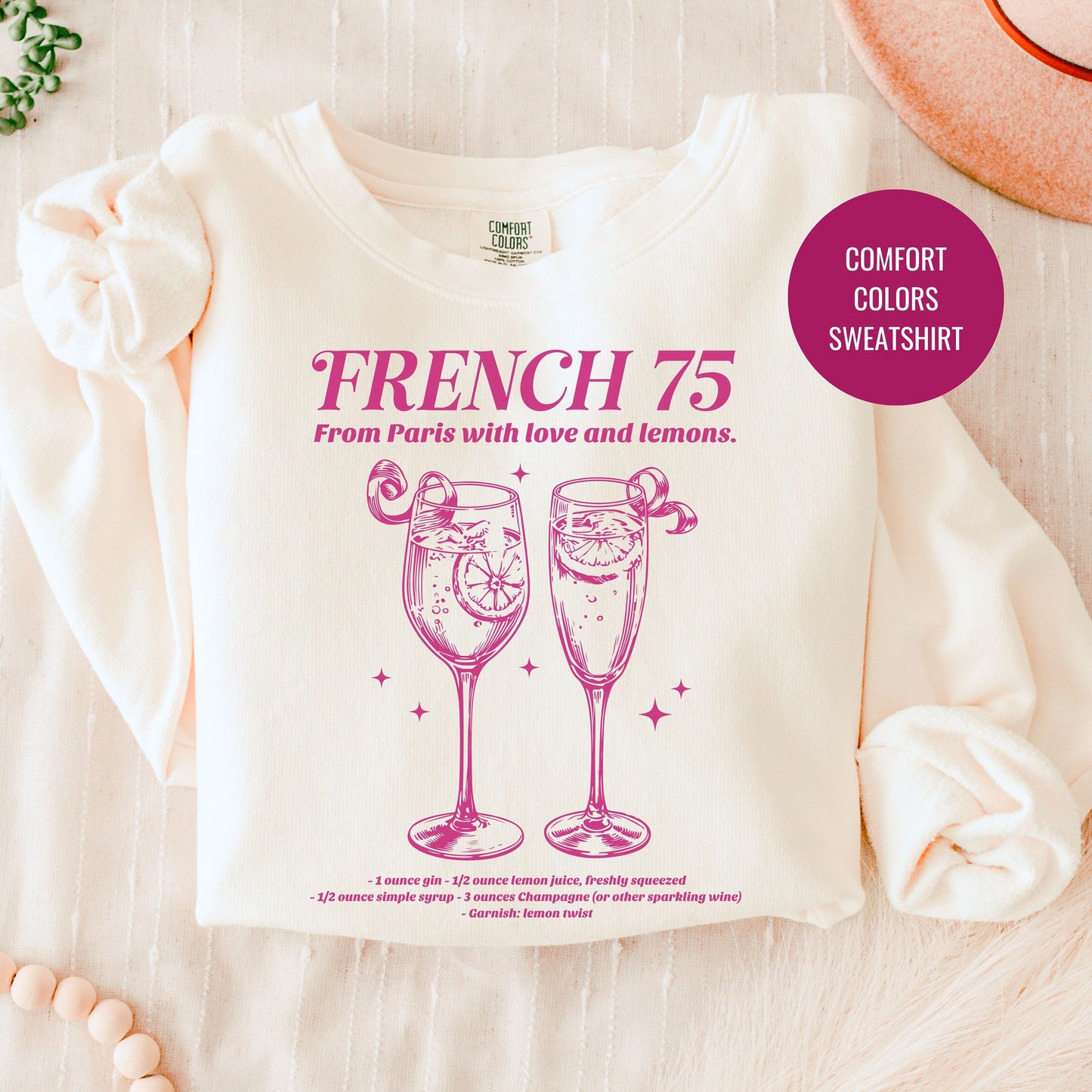 French 75 Cocktail Sweatshirt, Champagne Cocktail Social Club Shirt, Champs Cocktail Lovers Gift, On Cloud 9 Crewneck, Aesthetic Crewneck