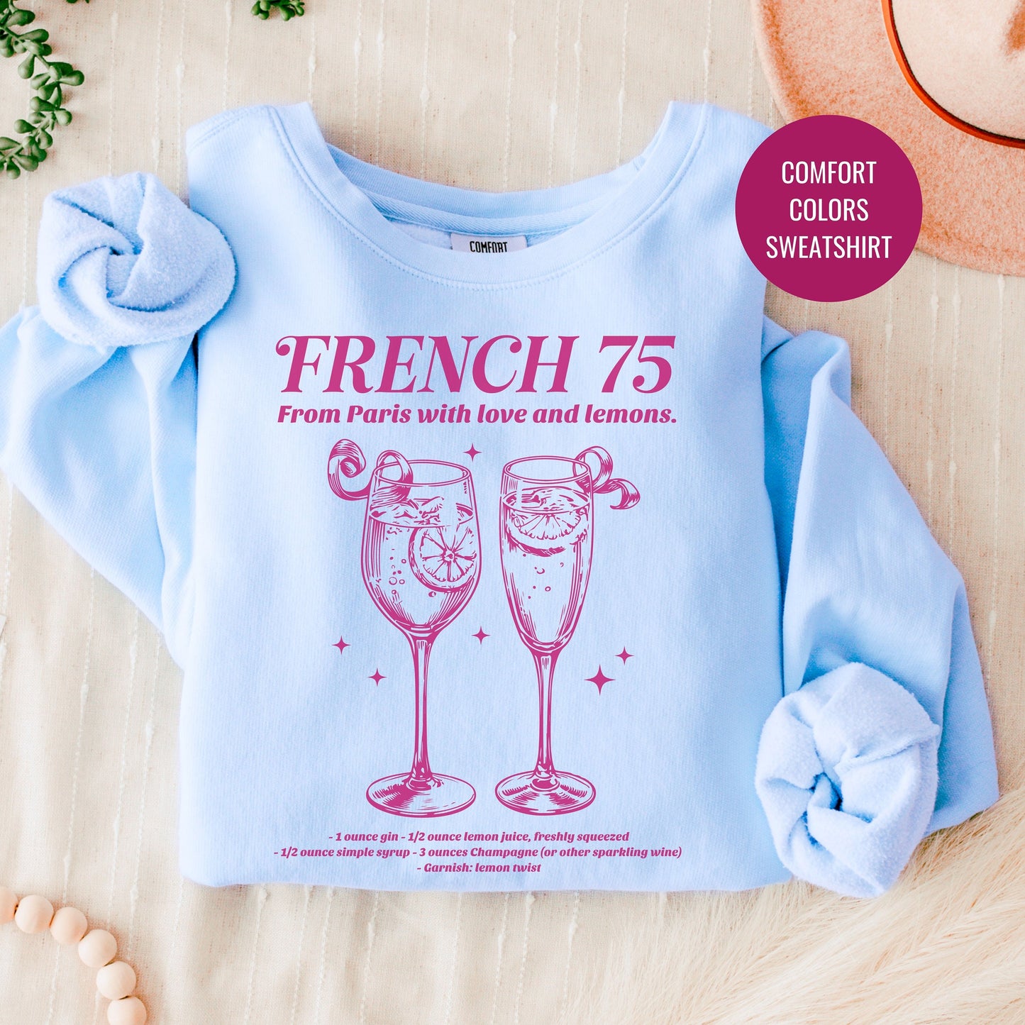 French 75 Cocktail Sweatshirt, Champagne Cocktail Social Club Shirt, Champs Cocktail Lovers Gift, On Cloud 9 Crewneck, Aesthetic Crewneck