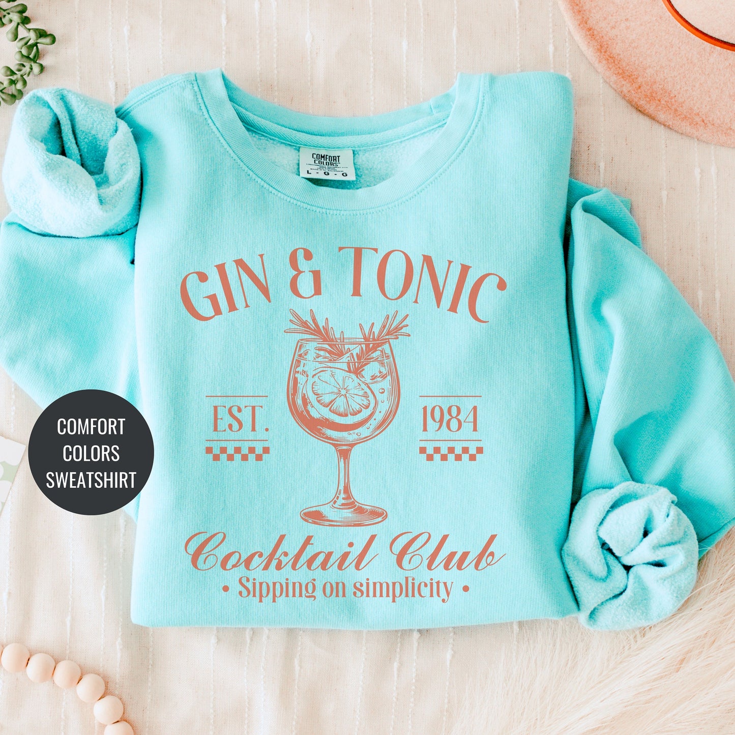 Gin and Tonic Lovers Gift, French 75 Cocktail Sweatshirt, Champagne Cocktail Social Club Shirt, On Cloud 9 Crewneck, Aesthetic Crewneck