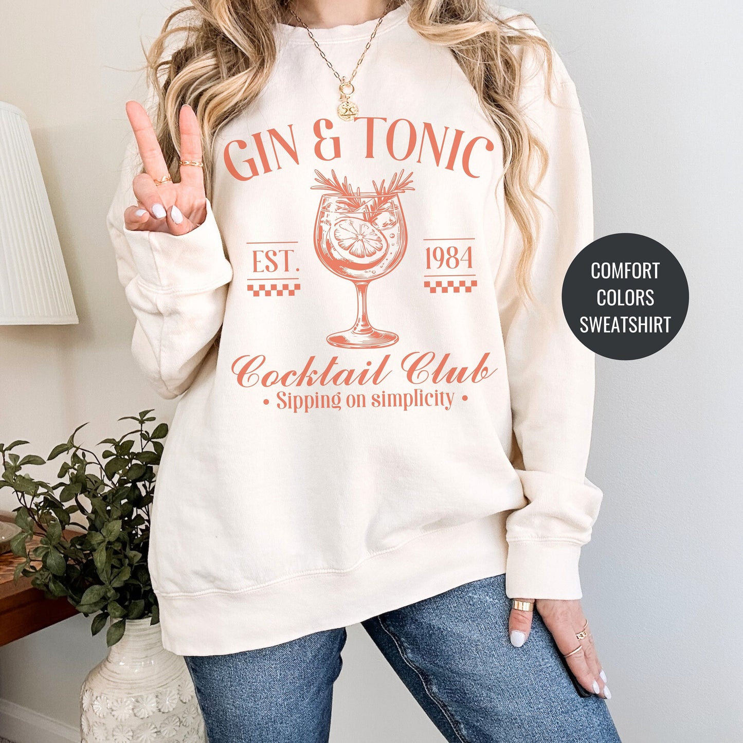 Gin and Tonic Lovers Gift, French 75 Cocktail Sweatshirt, Champagne Cocktail Social Club Shirt, On Cloud 9 Crewneck, Aesthetic Crewneck