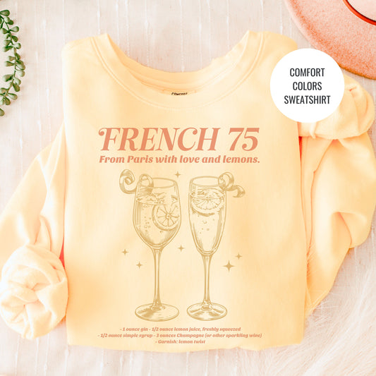 French 75 Cocktail Sweatshirt, Champagne Cocktail Social Club Shirt, Champs Cocktail Lovers Gift, On Cloud 9 Crewneck, Aesthetic Crewneck