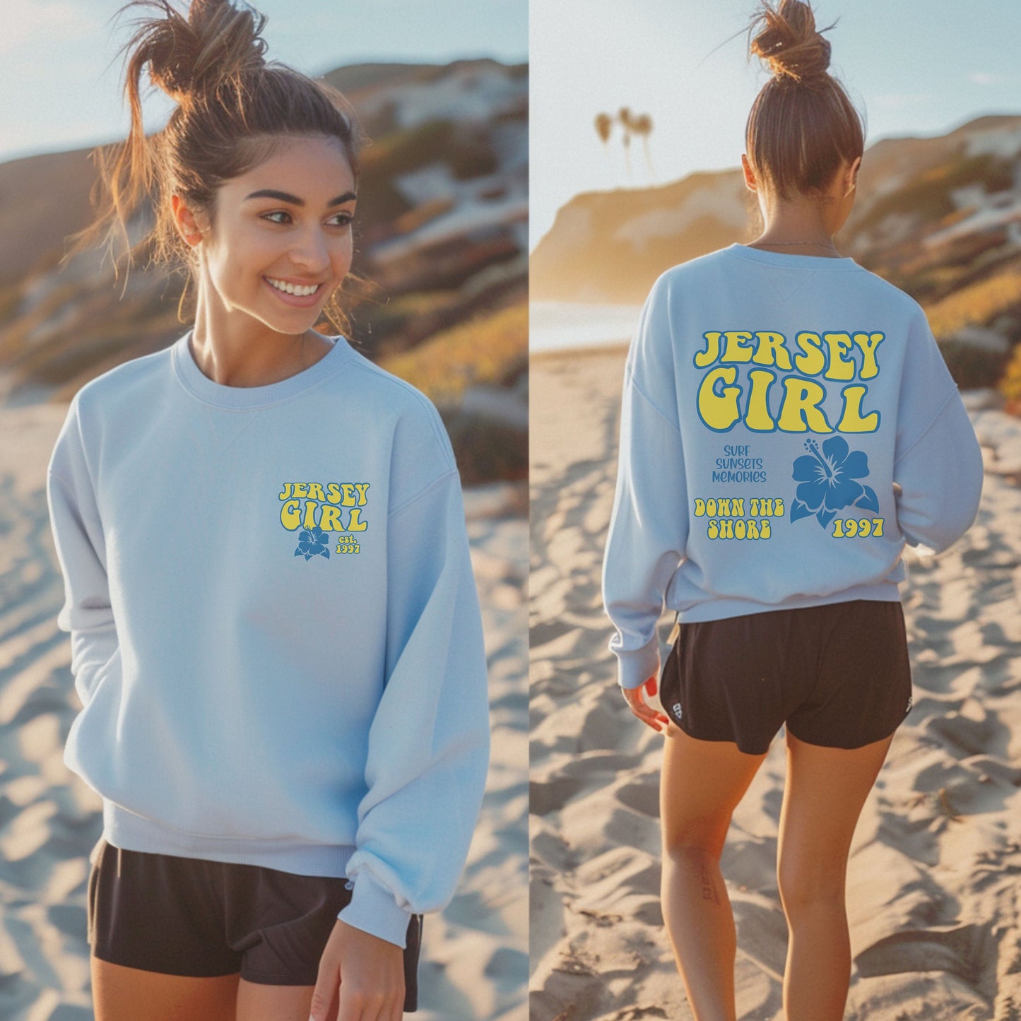 Jersey Girl Sweatshirt | New Jersey Beach | Down the Shore | Vacation Sweatshirt | Summer Surf Sweatshirt | Oversized Minimalist Sweater