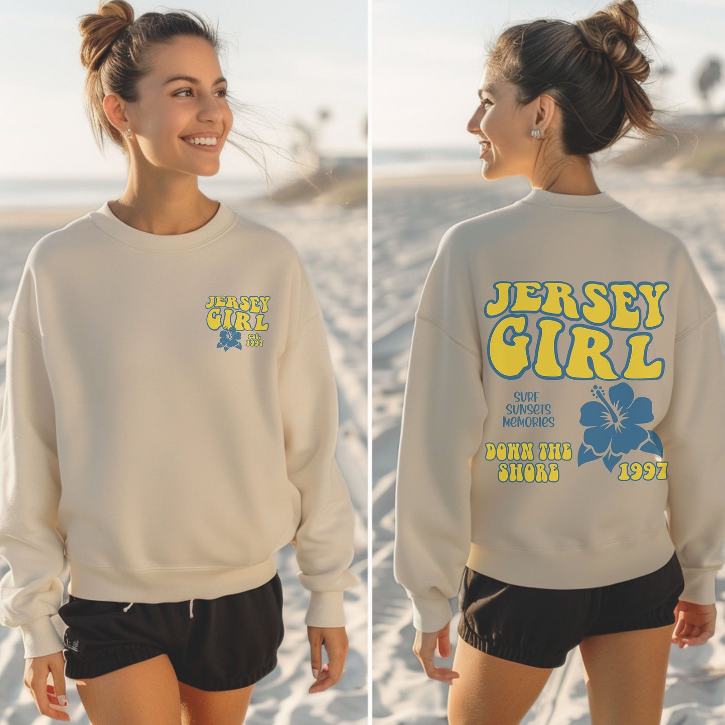 Jersey Girl Sweatshirt | New Jersey Beach | Down the Shore | Vacation Sweatshirt | Summer Surf Sweatshirt | Oversized Minimalist Sweater