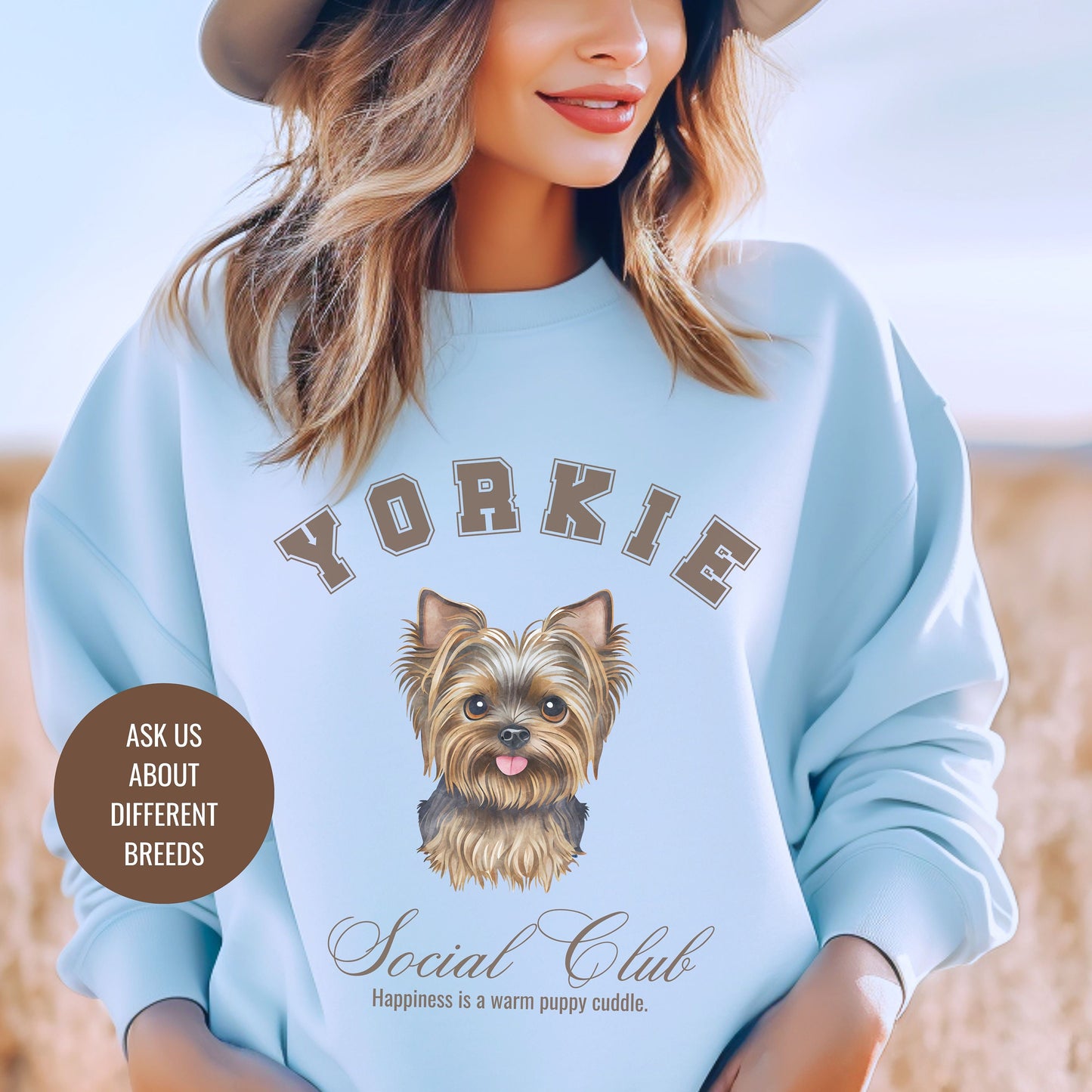 Yorkshire Terrier Sweatshirt | Dog Grandma Gift | Small Dog Breed | Yorkie Shirt for her | Social Club | Trendy Puppy Mom Gift | Fun Dog Tee