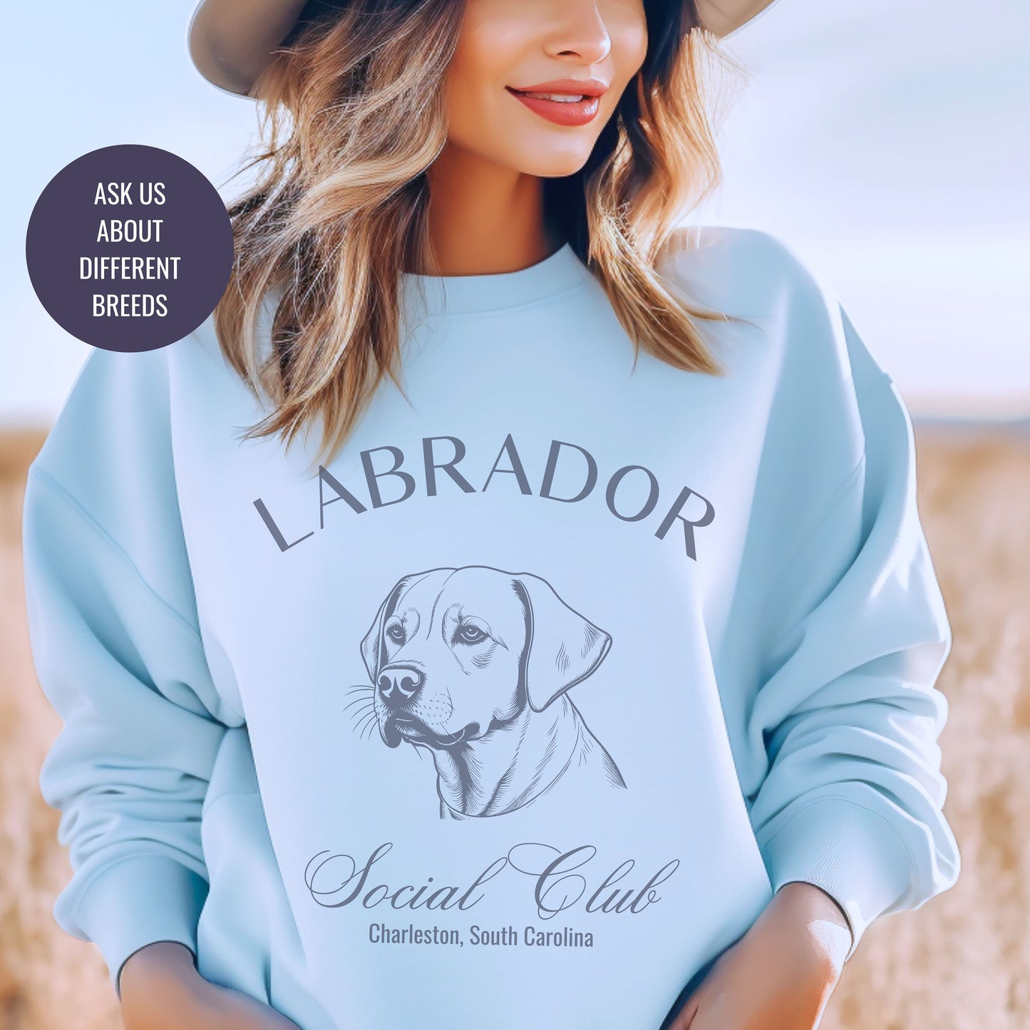 Labrador Retriever Sweatshirt | Dog Grandma Gift | Big Dog Breeds | Lab Shirt for her | Social Club | Trendy Puppy Mom Gift | Fun Dog Tee