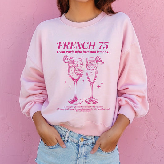 French 75 Sweatshirt, Bride Crewnecks, Bachelorette Party Cocktail Social Club Shirt, Champange Aesthetic Gifts, Margarita themed Shirts