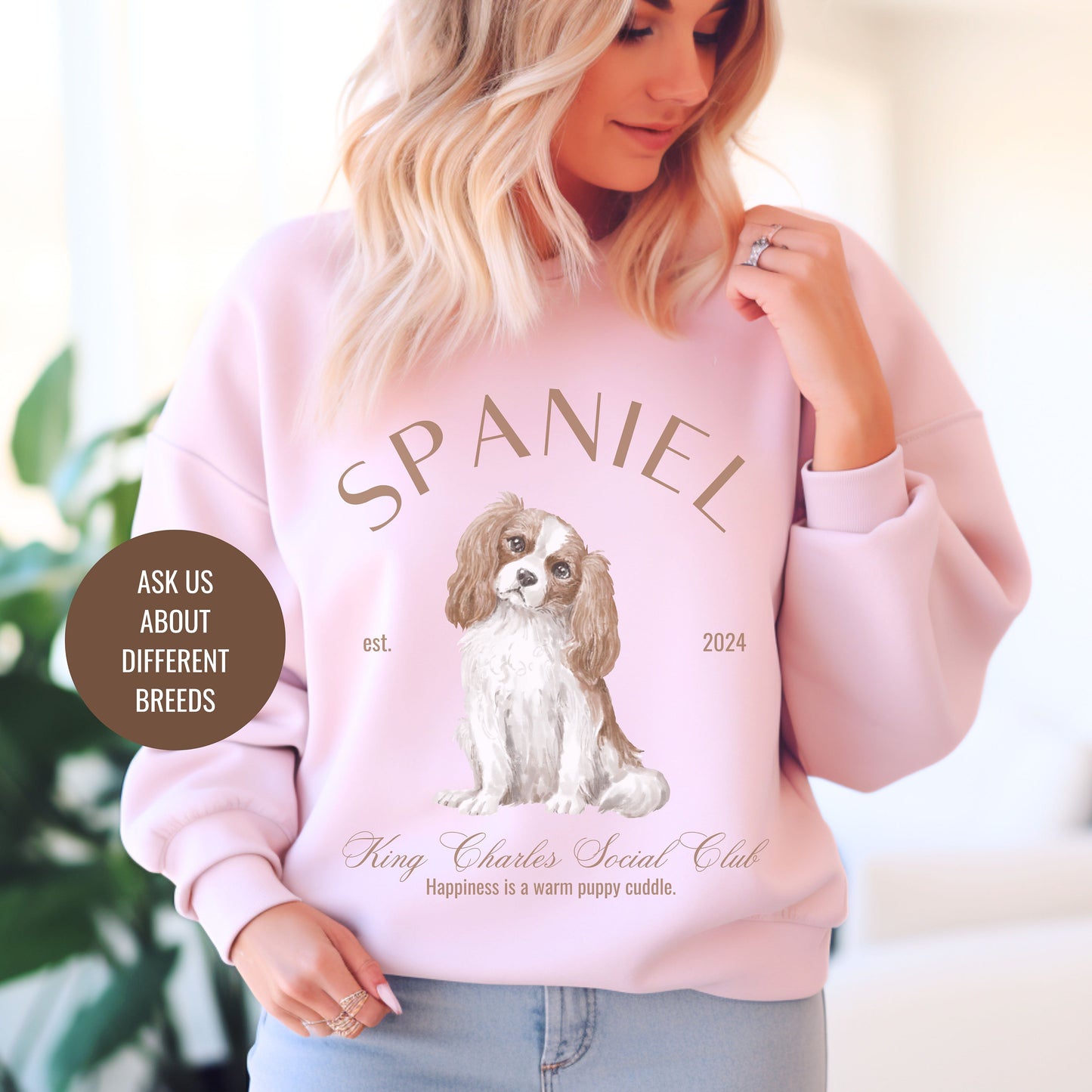 King Charles Spaniel Sweatshirt | Dog Grandma Gift | Small Dog Breed | Dog Shirt for her | Social Club | Trendy Puppy Mom Gift | Fun Dog Tee