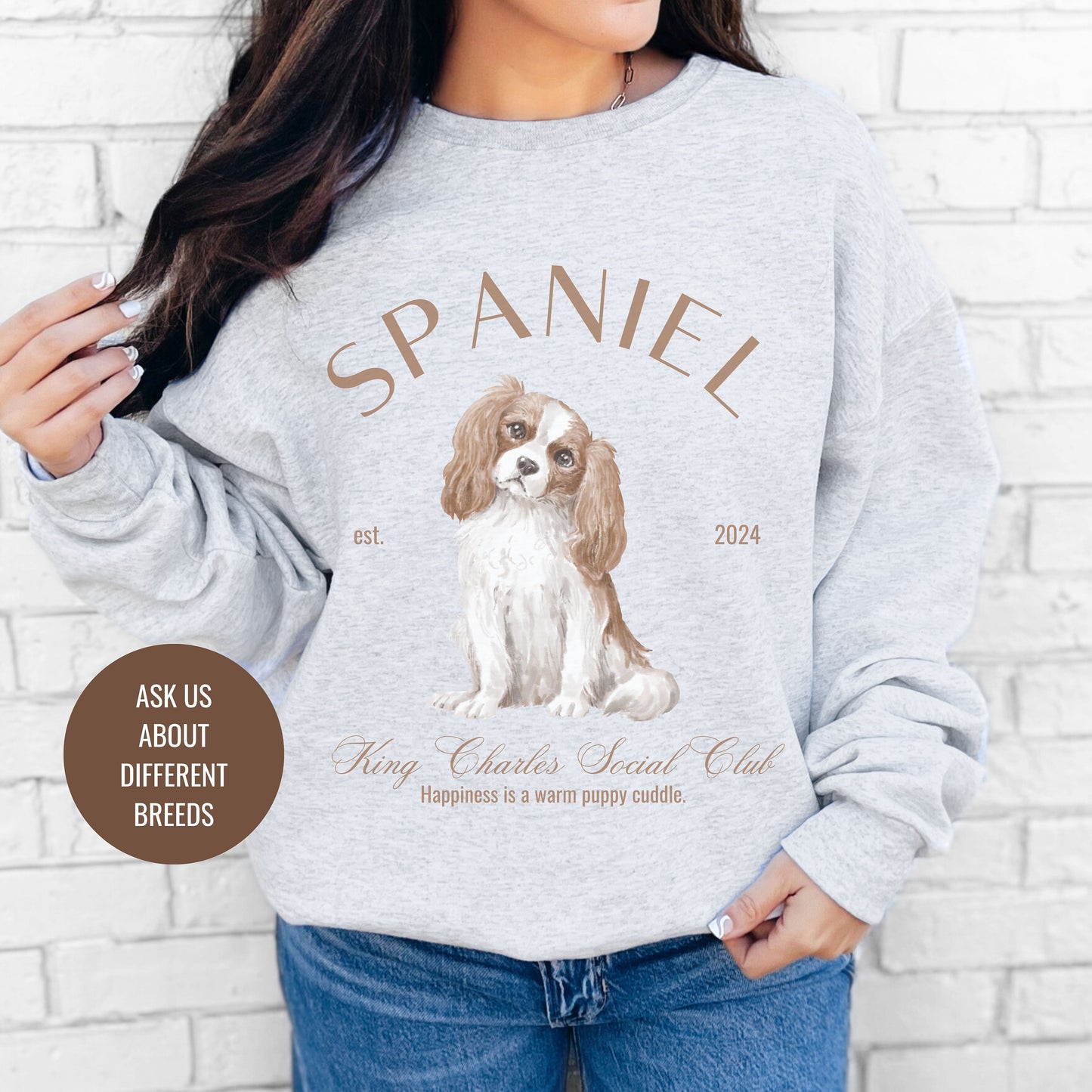 King Charles Spaniel Sweatshirt | Dog Grandma Gift | Small Dog Breed | Dog Shirt for her | Social Club | Trendy Puppy Mom Gift | Fun Dog Tee