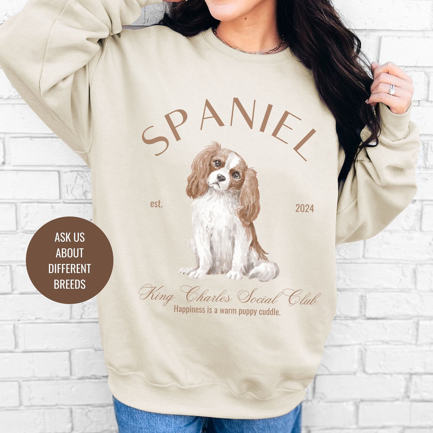 King Charles Spaniel Sweatshirt | Dog Grandma Gift | Small Dog Breed | Dog Shirt for her | Social Club | Trendy Puppy Mom Gift | Fun Dog Tee