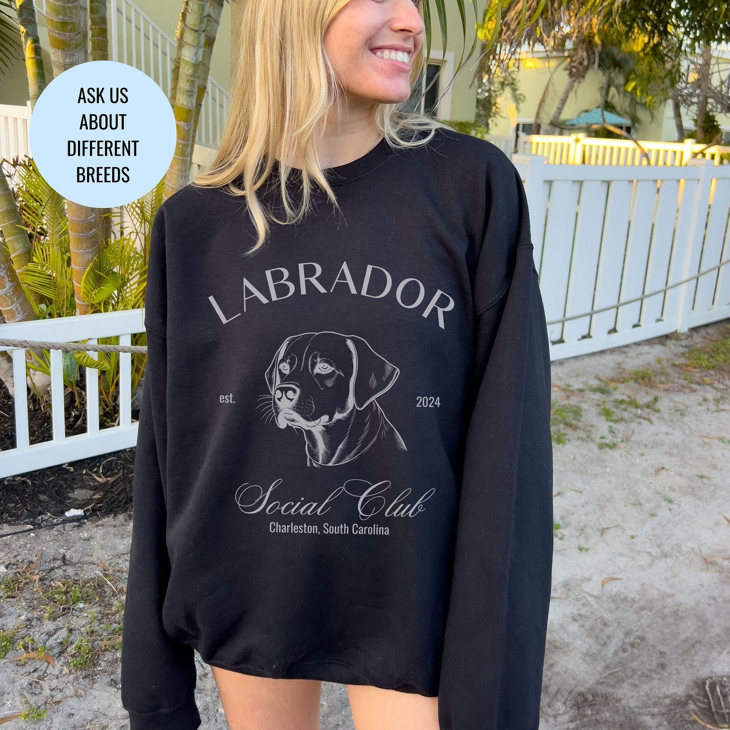 Labrador Retriever Sweatshirt | Dog Grandma Gift | Big Dog Breeds | Lab Shirt for her | Social Club | Trendy Puppy Mom Gift | Fun Dog Tee