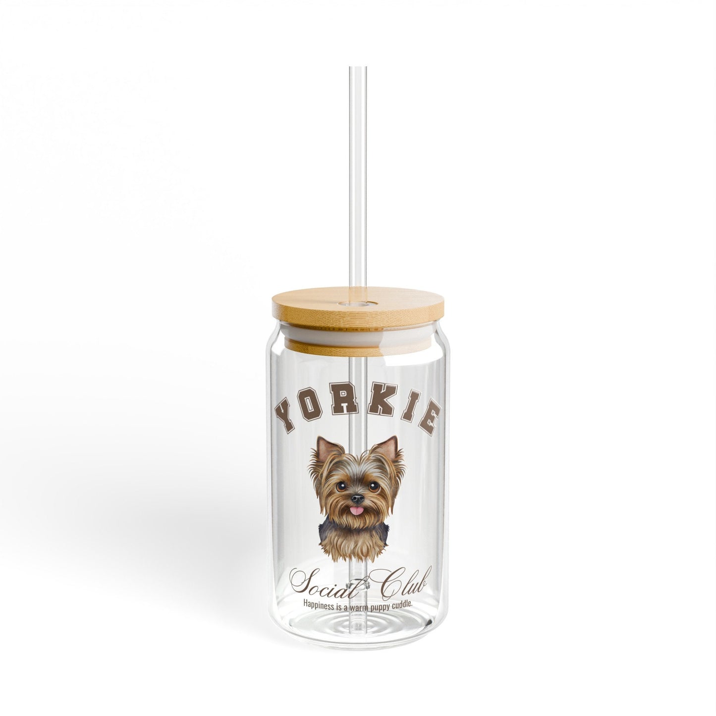 Yorkie Cup | Small Dog Breed | Dog Mama Gifts | Grandma Gift | Yorkshire | Birthday Gifts for her | Social Club Glass Can | Fun Dog Mug