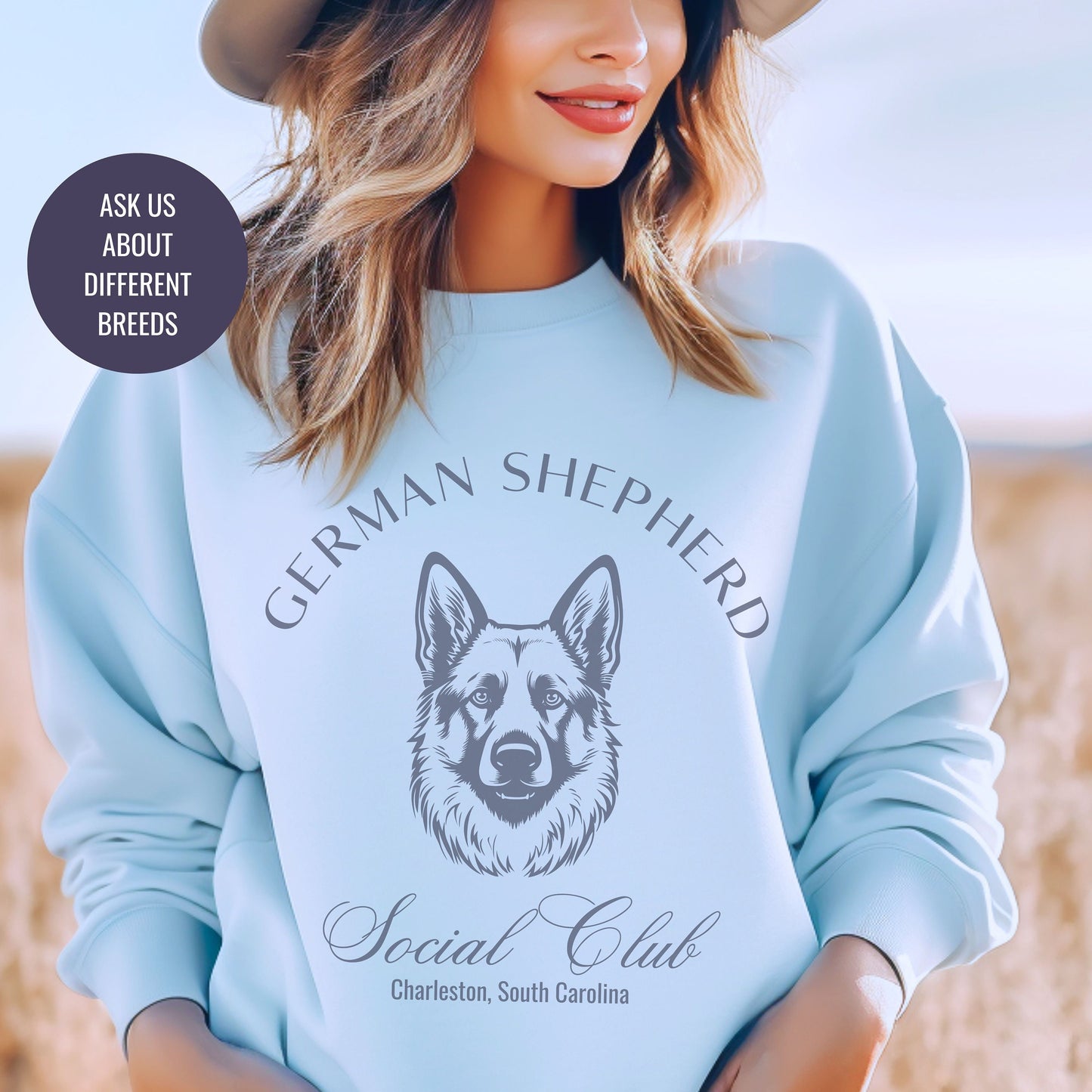 Gernam Shepard Sweatshirt | Dog Grandma Gift | Big Dog Breeds | Dog Shirt for her | Social Club | Trendy Puppy Mom Gift | Fun Dog Tee