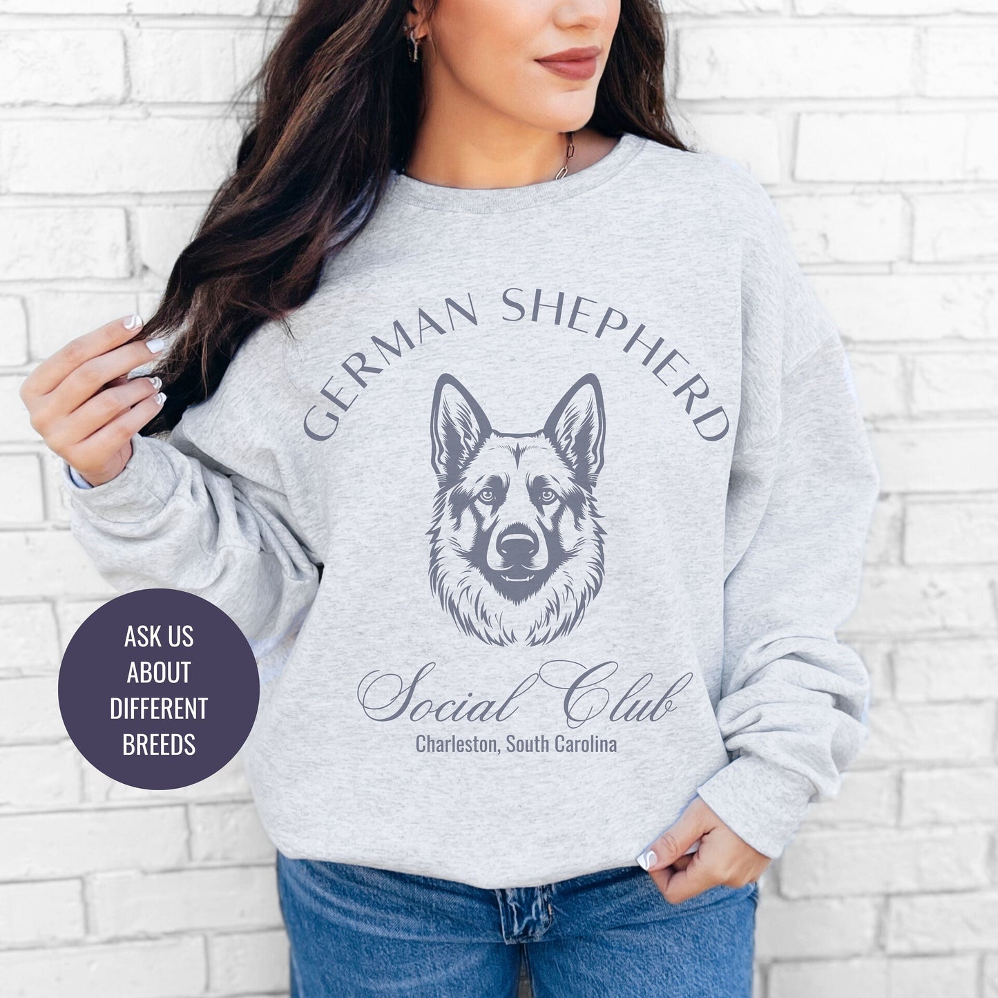 Gernam Shepard Sweatshirt | Dog Grandma Gift | Big Dog Breeds | Dog Shirt for her | Social Club | Trendy Puppy Mom Gift | Fun Dog Tee