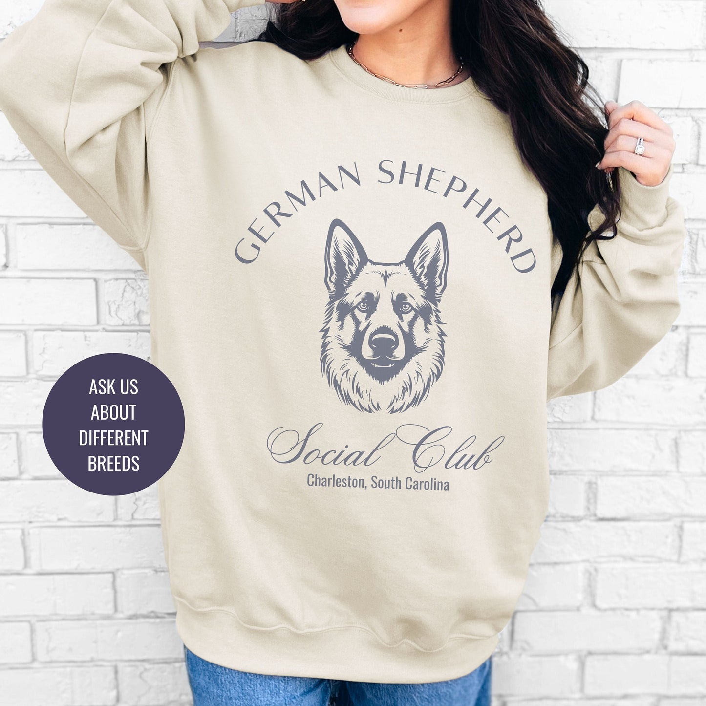 Gernam Shepard Sweatshirt | Dog Grandma Gift | Big Dog Breeds | Dog Shirt for her | Social Club | Trendy Puppy Mom Gift | Fun Dog Tee