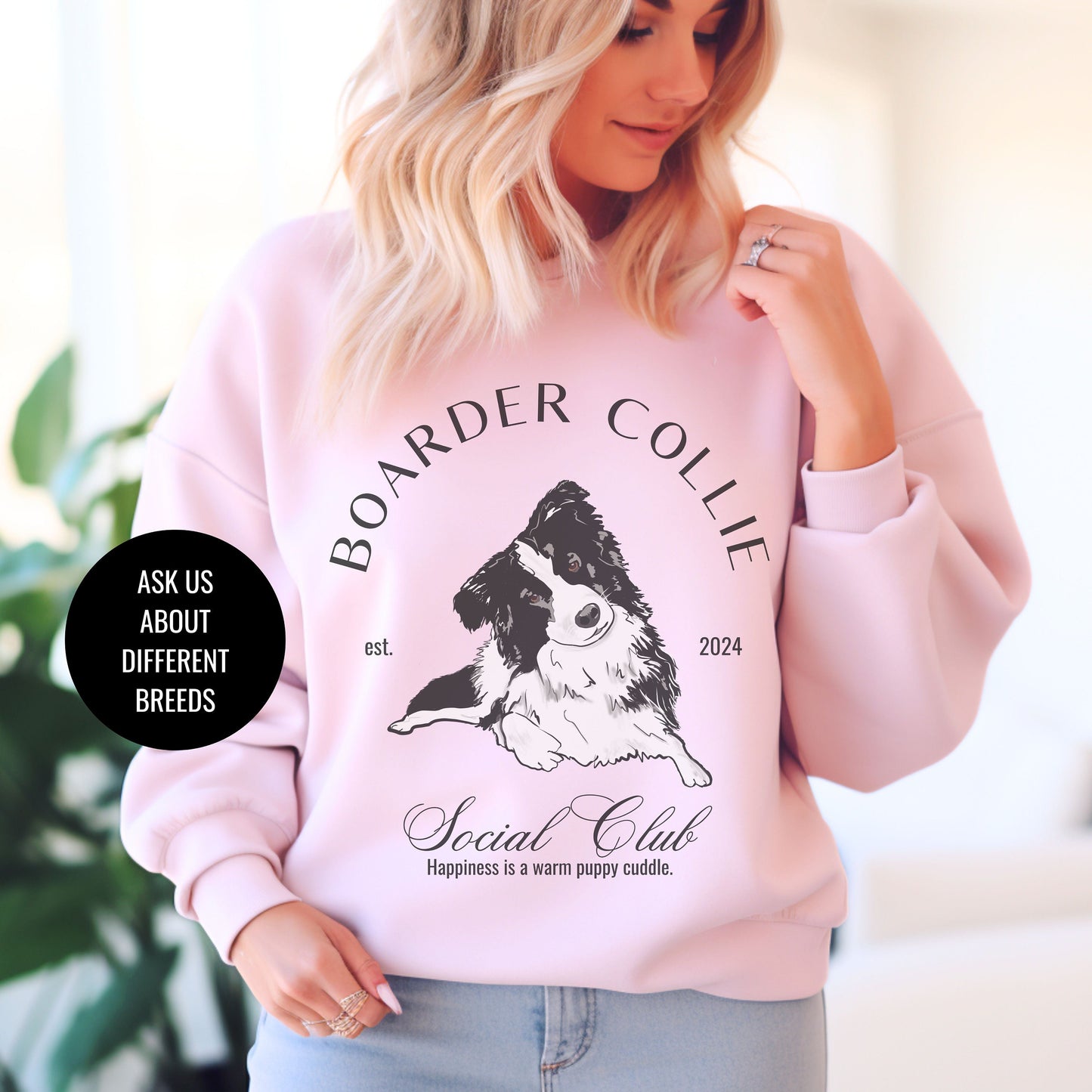 Boarder Collie Sweatshirt | Dog Grandma Gift | Dog Breeds | Hearding Dog Shirt for her | Social Club | Trendy Puppy Mom Gift | Fun Dog Tee