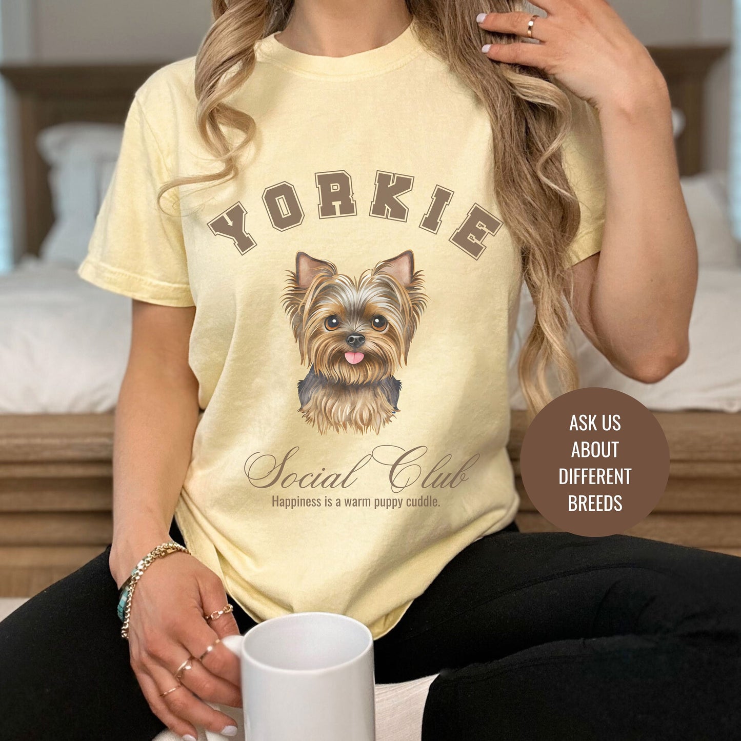 Yorkie Shirt | Dog Mama T-shirt | Yorkshire Grandma Gift | Birthday Gift for her | Social Club Shirt | Small Dog Breed | Fun Dog T-Shirt