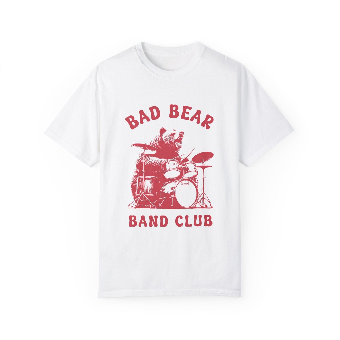 Bear in a Band Tee, Bear Playing Drums Tshirt, Lovers Gift, Baker Gifts, Relaxed Washed Tees, Unisex Galaxy Shirt, Nostalgia T Shirt