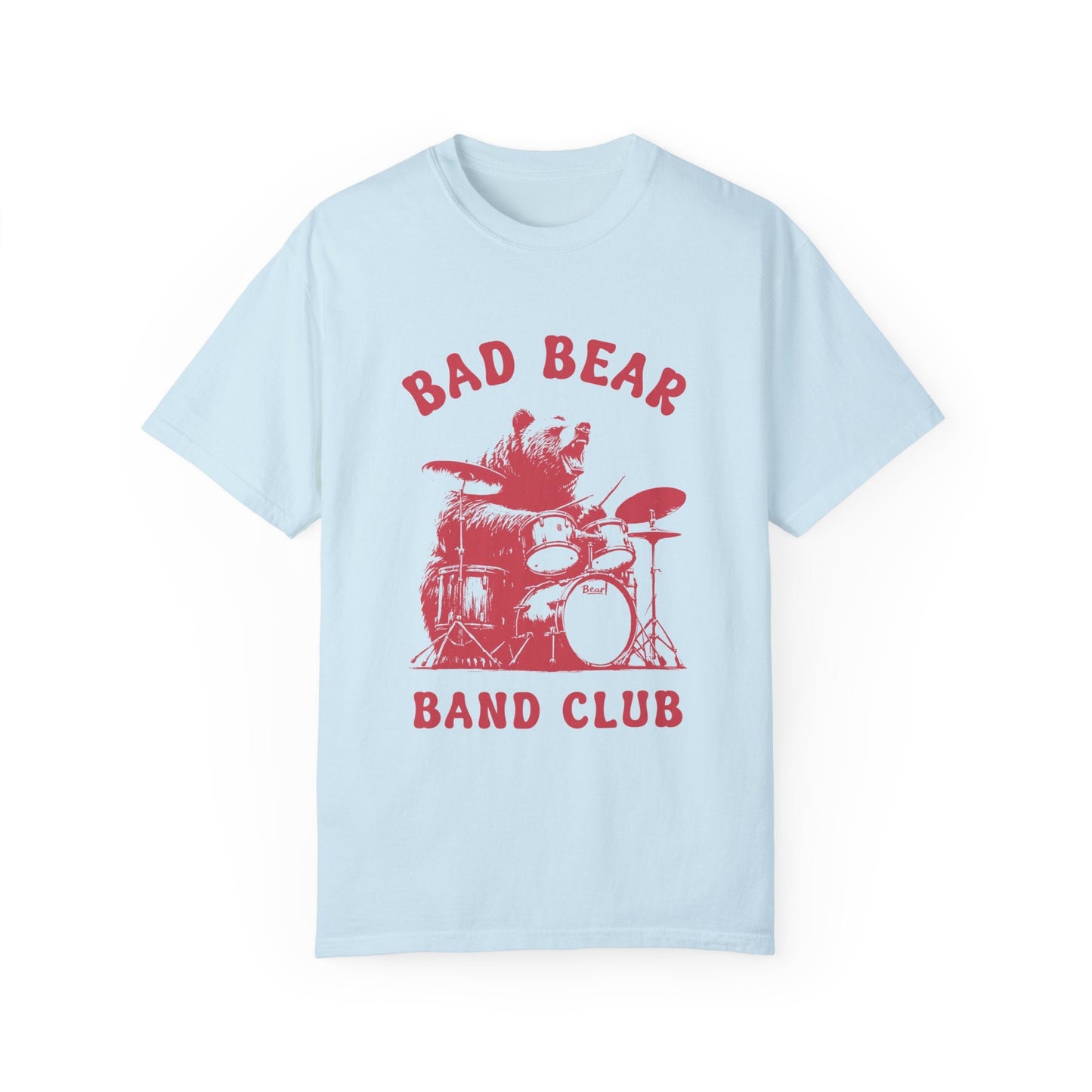 Bear in a Band Tee, Bear Playing Drums Tshirt, Lovers Gift, Baker Gifts, Relaxed Washed Tees, Unisex Galaxy Shirt, Nostalgia T Shirt