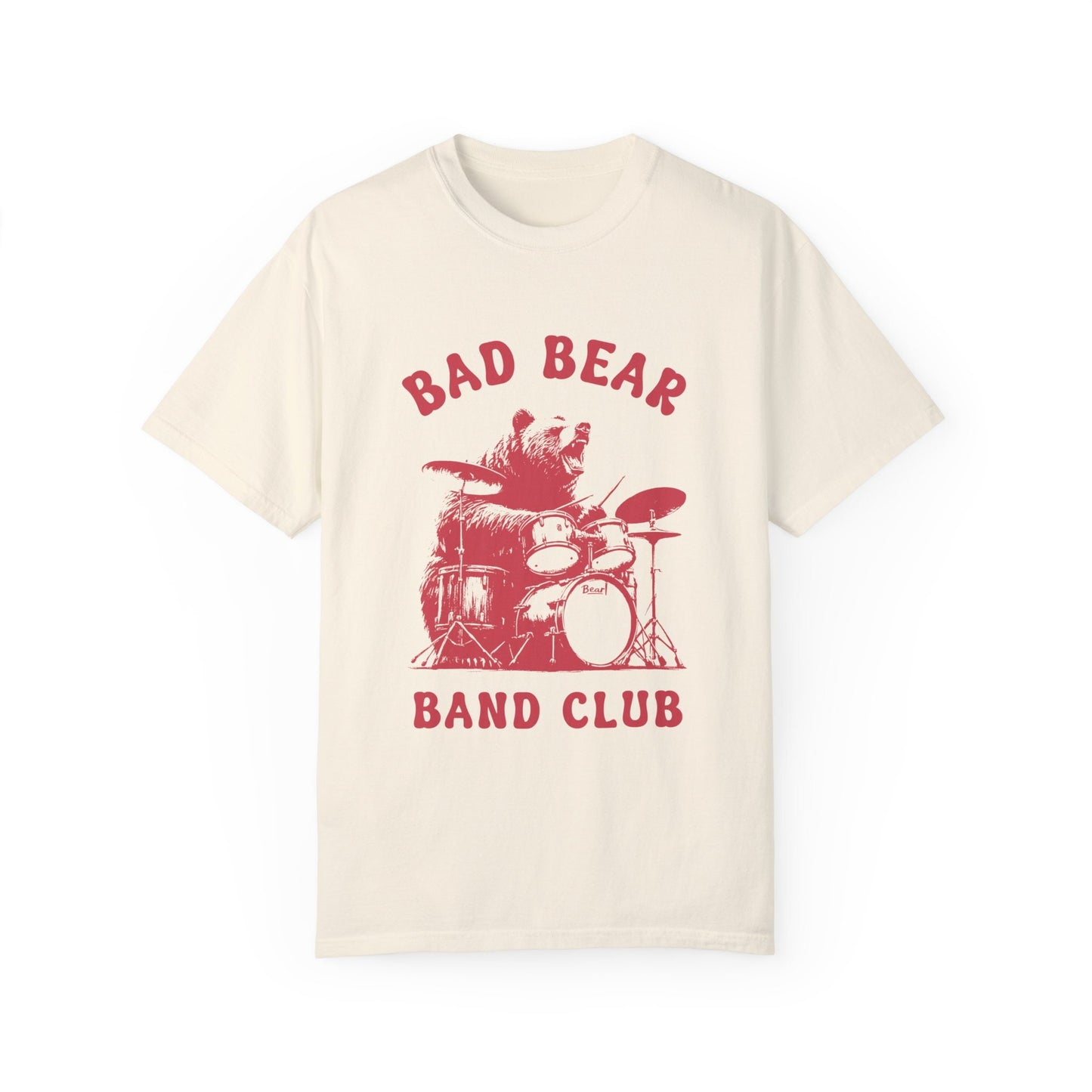 Bear in a Band Tee, Bear Playing Drums Tshirt, Lovers Gift, Baker Gifts, Relaxed Washed Tees, Unisex Galaxy Shirt, Nostalgia T Shirt