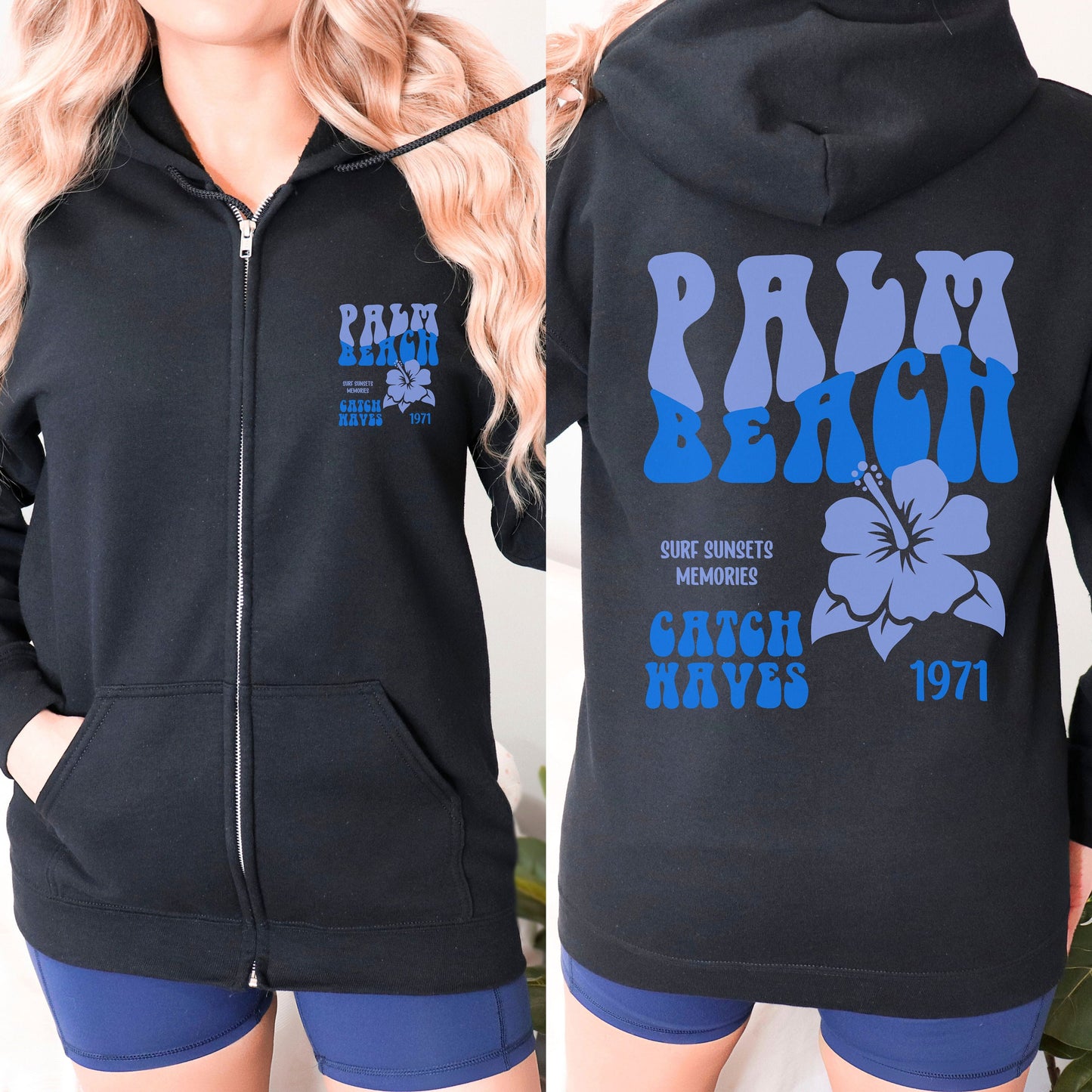 Palm Beach Zip Hoodie, Trendy sweatshirt, Siesta Beach, Matching Family Cruise shirt, Coconut Girl Aesthetic, Oversized Ocean Beach Crewneck