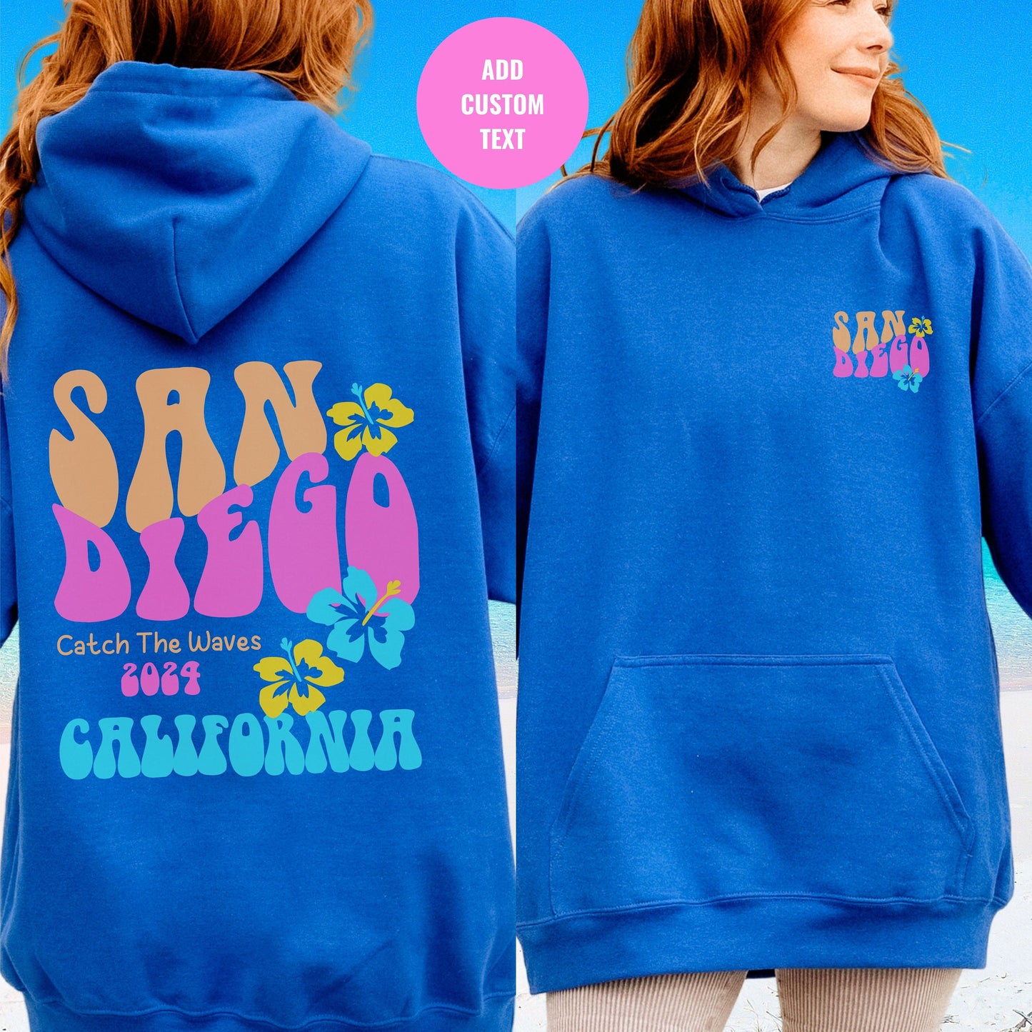 San Diego hoodie, Surfer sweatshirt, Trendy Beach sweatshirt, Retro California sweatshirt, Family Cruise Shirt, Personalized Beach hoodie