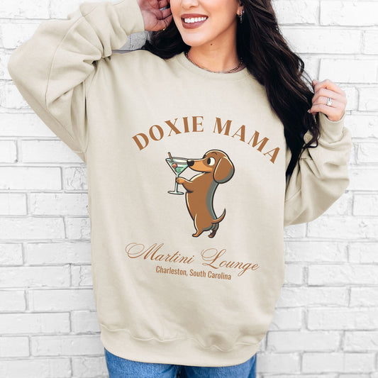 Doxie Tini Sweatshirt | Dachshund Grandma Gift | Small Dog Breed Crewneck | New Dog | Social Club Shirt | Trendy Doxie Mama Gift | Fun Dog