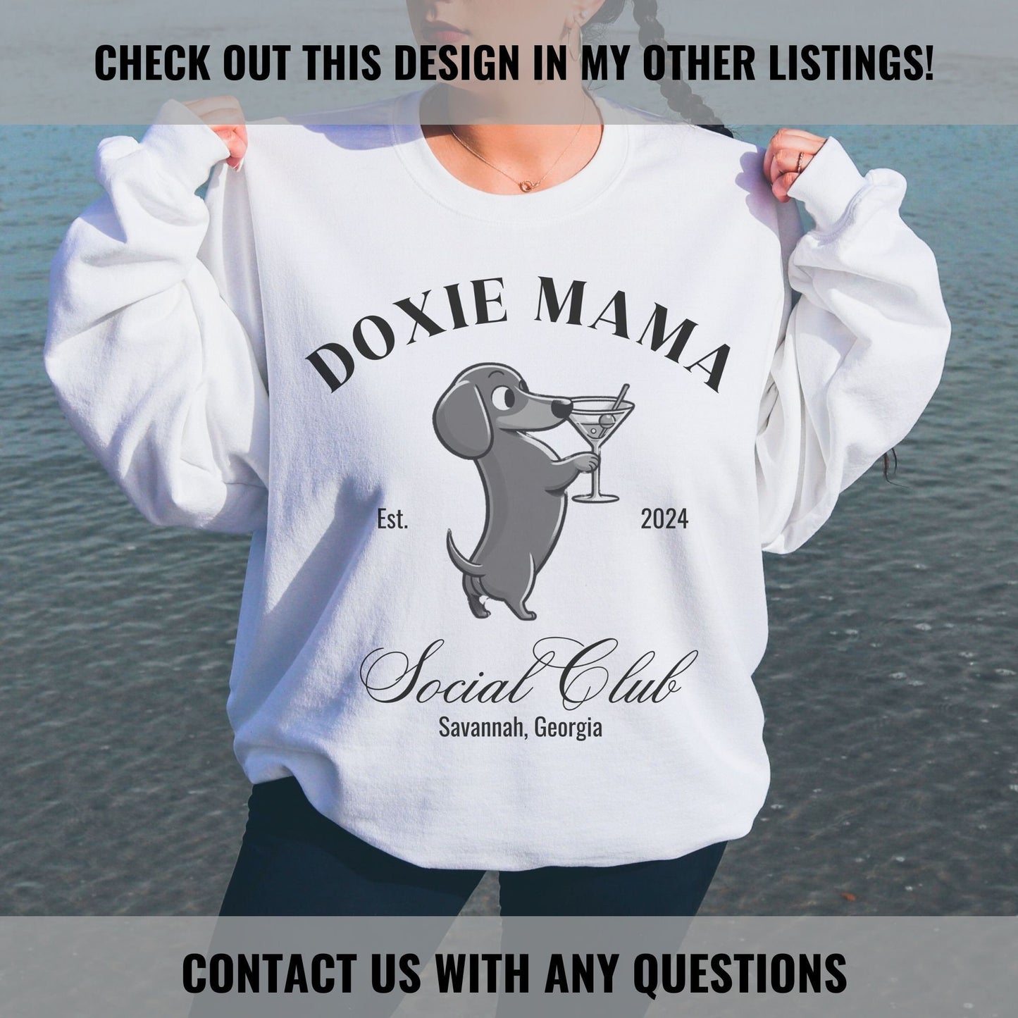 Doxie Tini Sweatshirt | Dachshund Grandma Gift | Small Dog Breed Crewneck | New Dog | Social Club Shirt | Trendy Doxie Mama Gift | Fun Dog