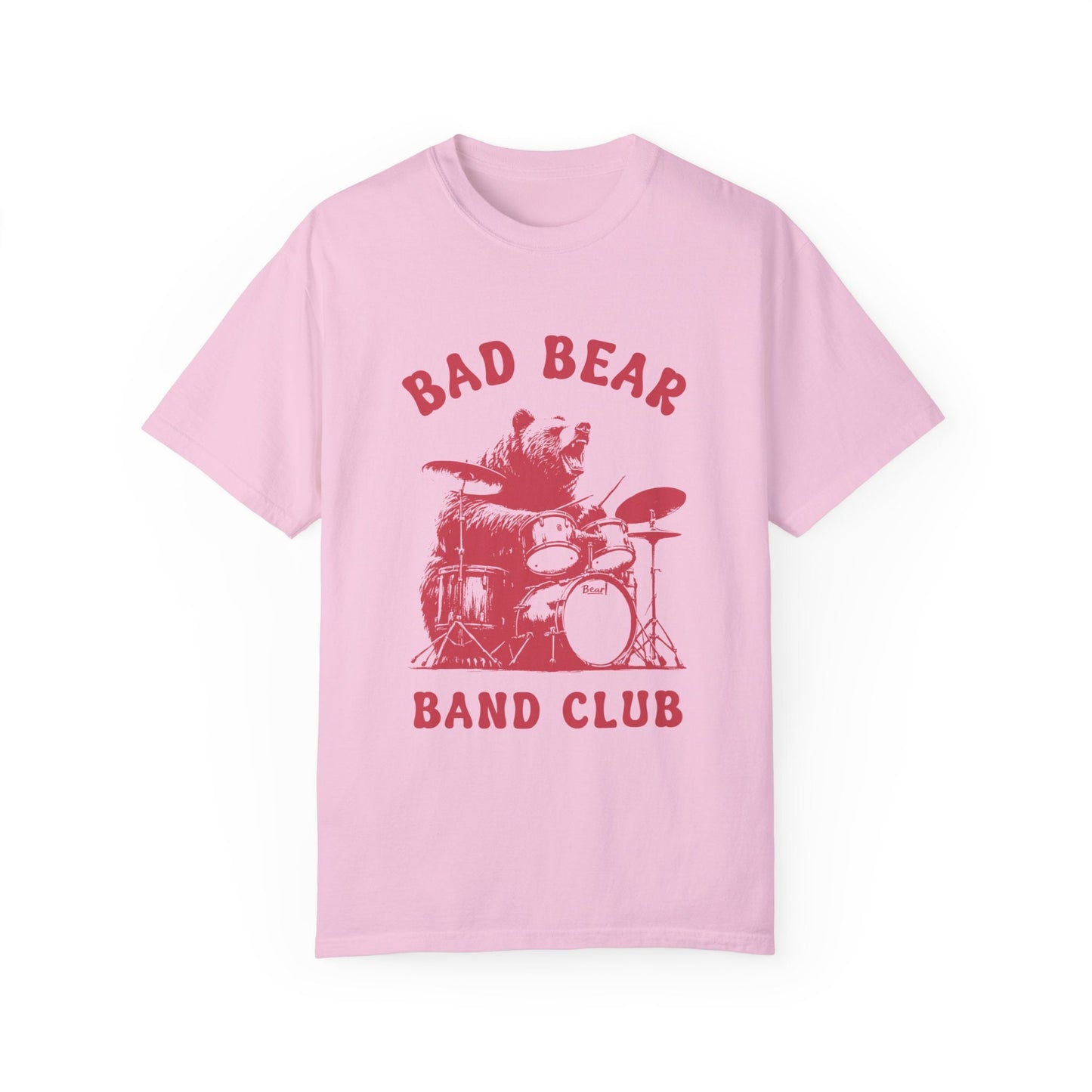 Bear in a Band Tee, Bear Playing Drums Tshirt, Lovers Gift, Baker Gifts, Relaxed Washed Tees, Unisex Galaxy Shirt, Nostalgia T Shirt