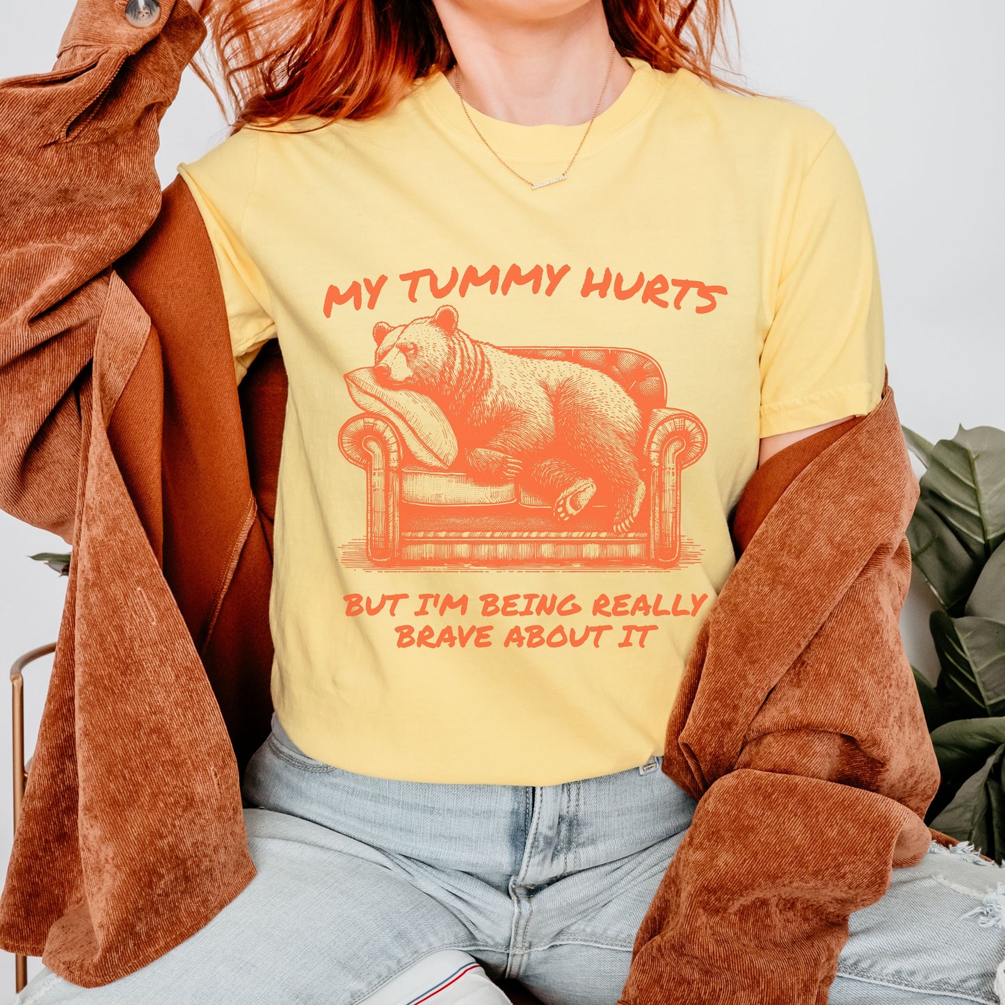 My tummy hurts T Shirt, Bear Graphic T-Shirt, Trash can gang, Retro Unisex Adult T Shirt, Nostalgia T Shirt, Relaxed Cotton Tees