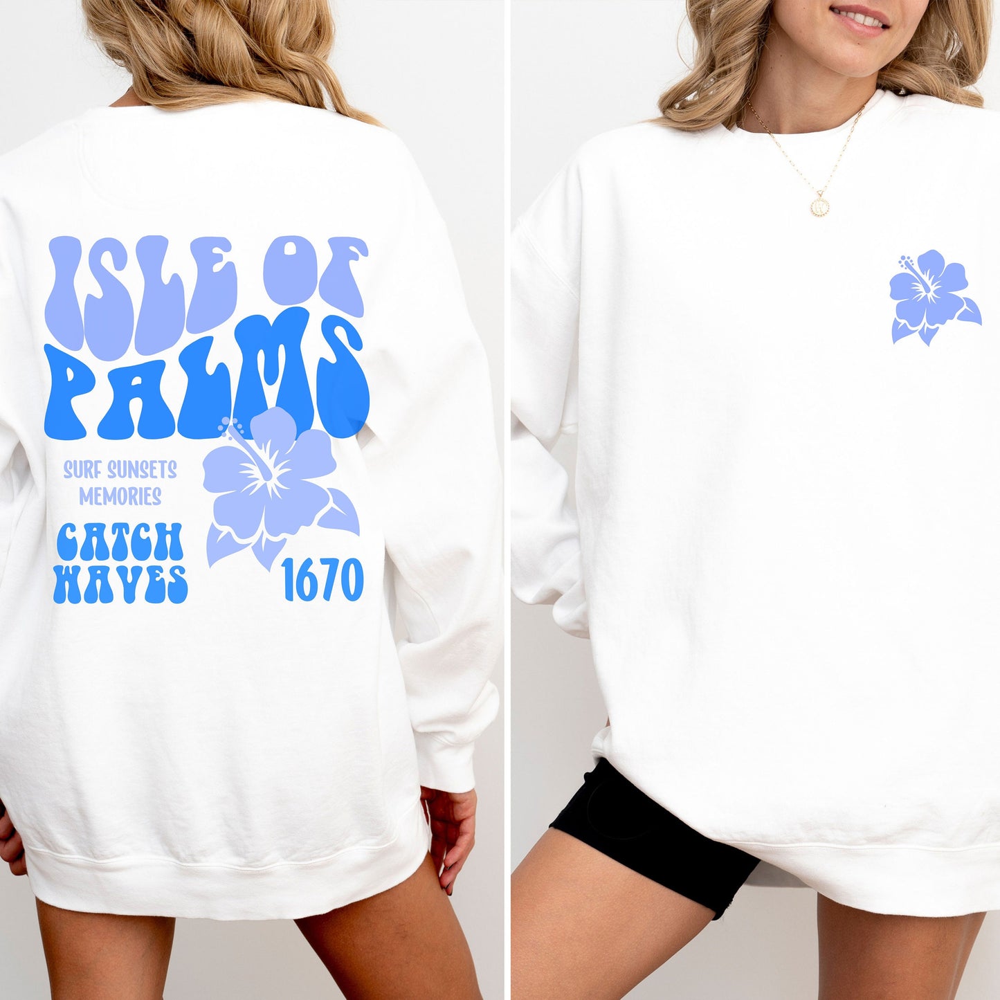 CUSTOM Isle of Palms Sweatshirt, Trendy Beach Sweater, Comfort Colors, Matching Family Vacation Gift Cruise Crew, South Carolina Beaches