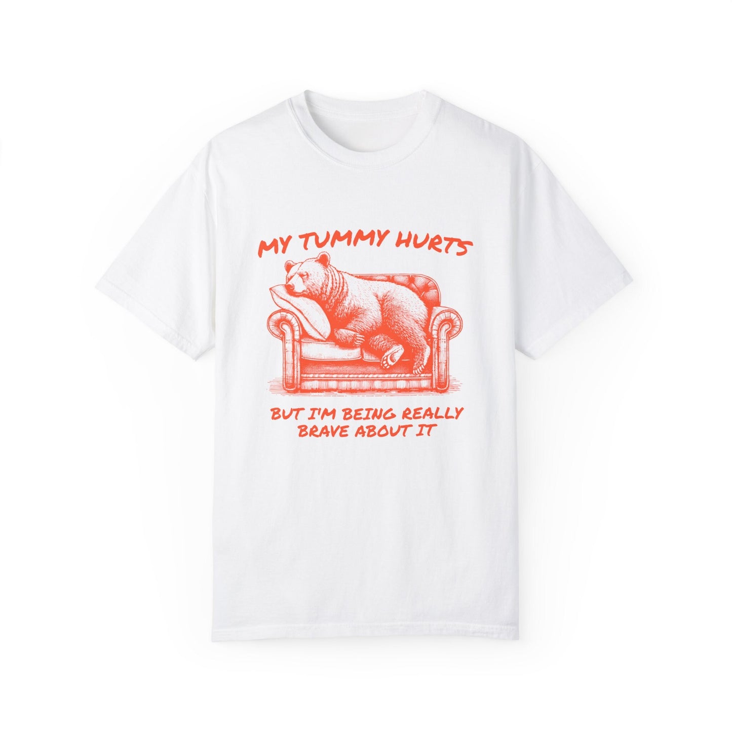 My tummy hurts T Shirt, Bear Graphic T-Shirt, Trash can gang, Retro Unisex Adult T Shirt, Nostalgia T Shirt, Relaxed Cotton Tees