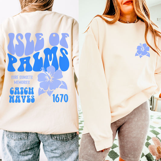 CUSTOM Isle of Palms Sweatshirt, Trendy Beach Sweater, Comfort Colors, Matching Family Vacation Gift Cruise Crew, South Carolina Beaches